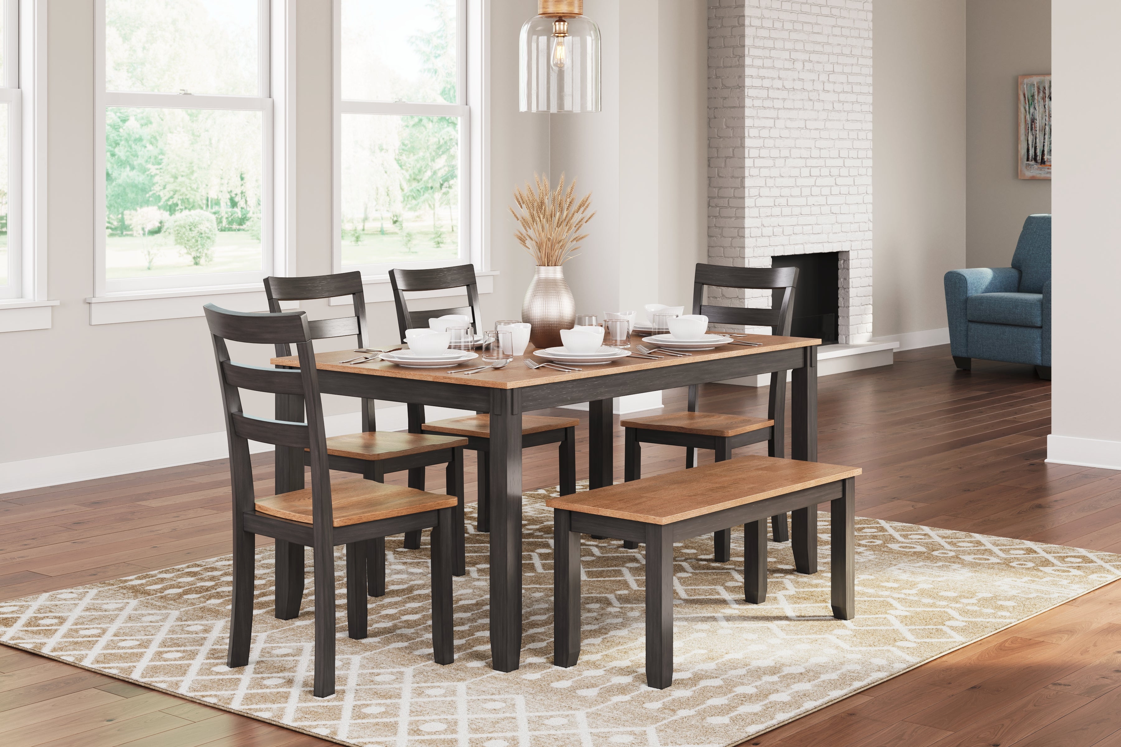 Leasing Furniture - Ashley Furniture - Gesthaven Dining Room - Dining Room Table Set (6/CN) / Natural/Brown - D396-325