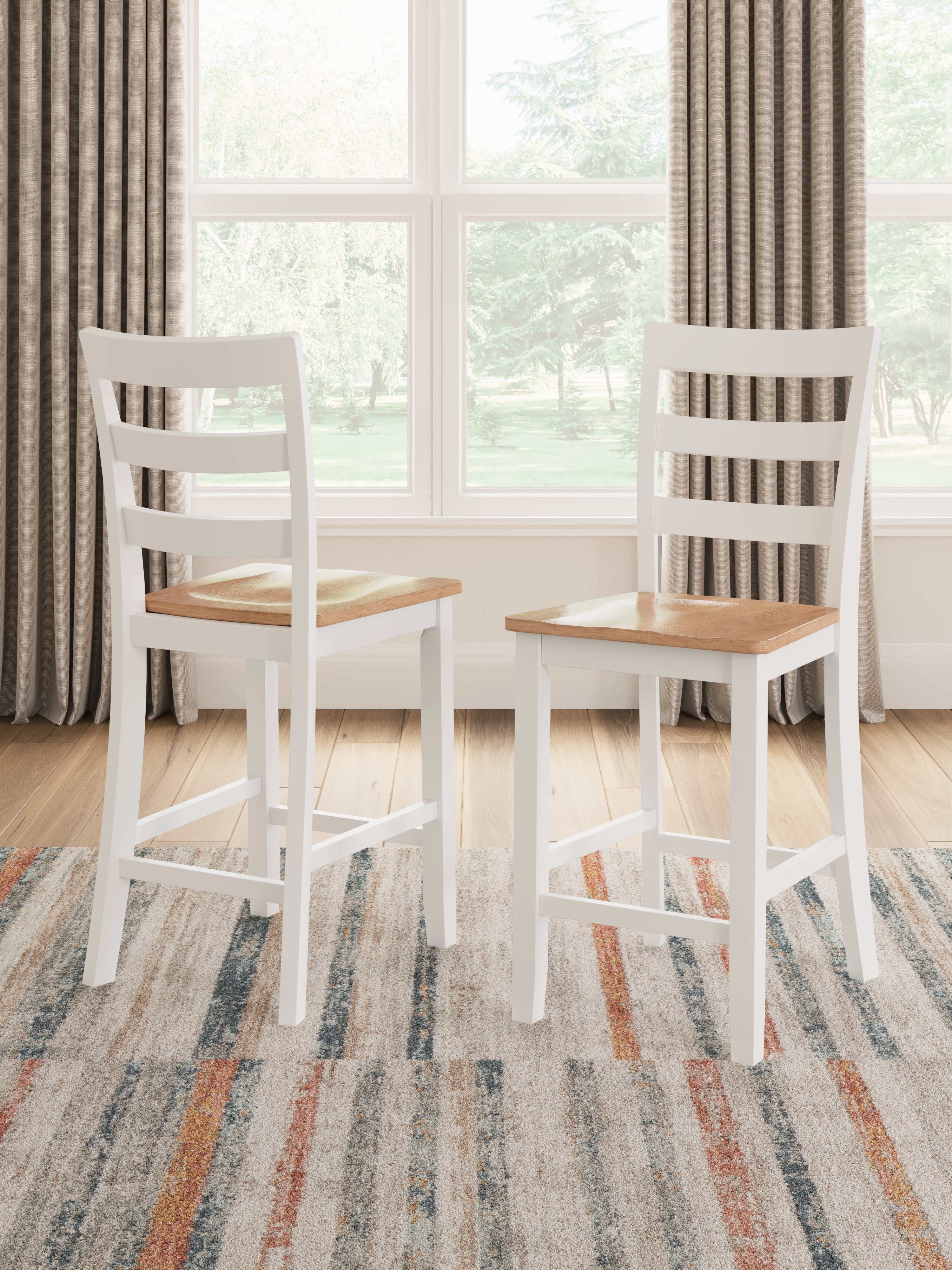 Leasing Furniture - Ashley Furniture - Gesthaven Dining Room - Counter Height Barstool (Set of 2) / Natural/White - D398-124X2
