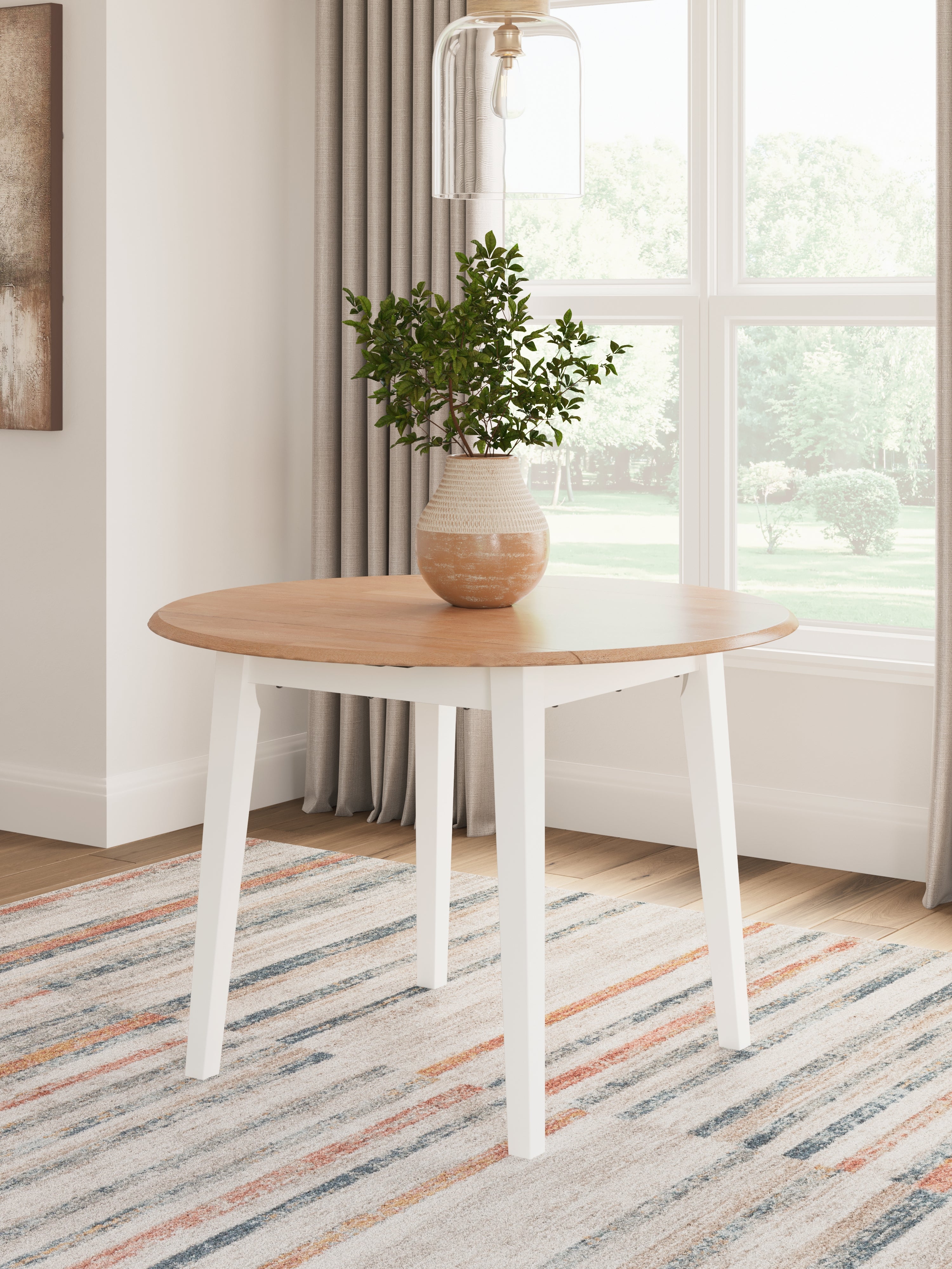 Leasing Furniture - Ashley Furniture - Gesthaven Dining Room - Round DRM Drop Leaf Table / Natural/White - D398-15