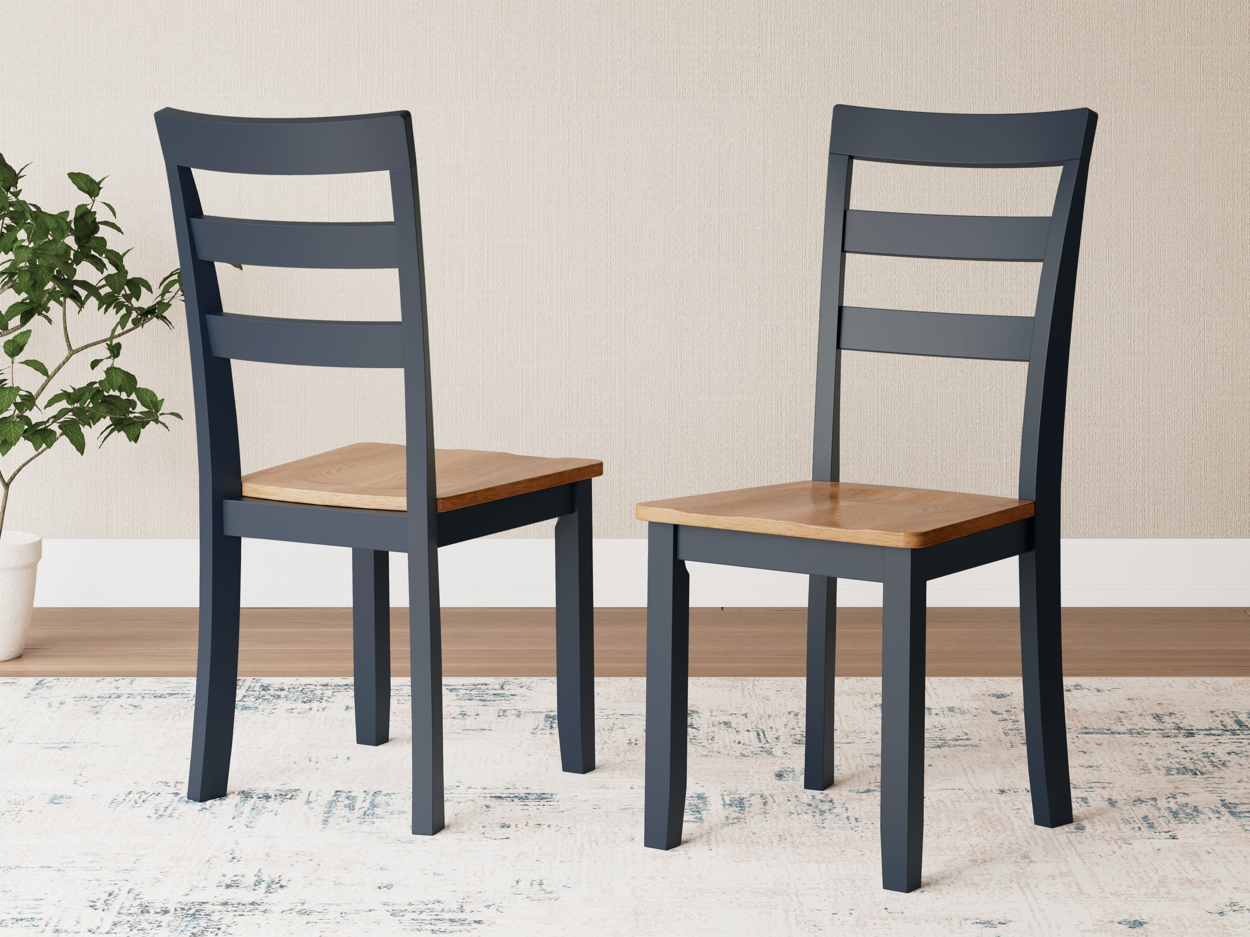Leasing Furniture - Ashley Furniture - Gesthaven Dining Room - Dining Chair (Set of 2) / Natural/Blue - D399-01X2