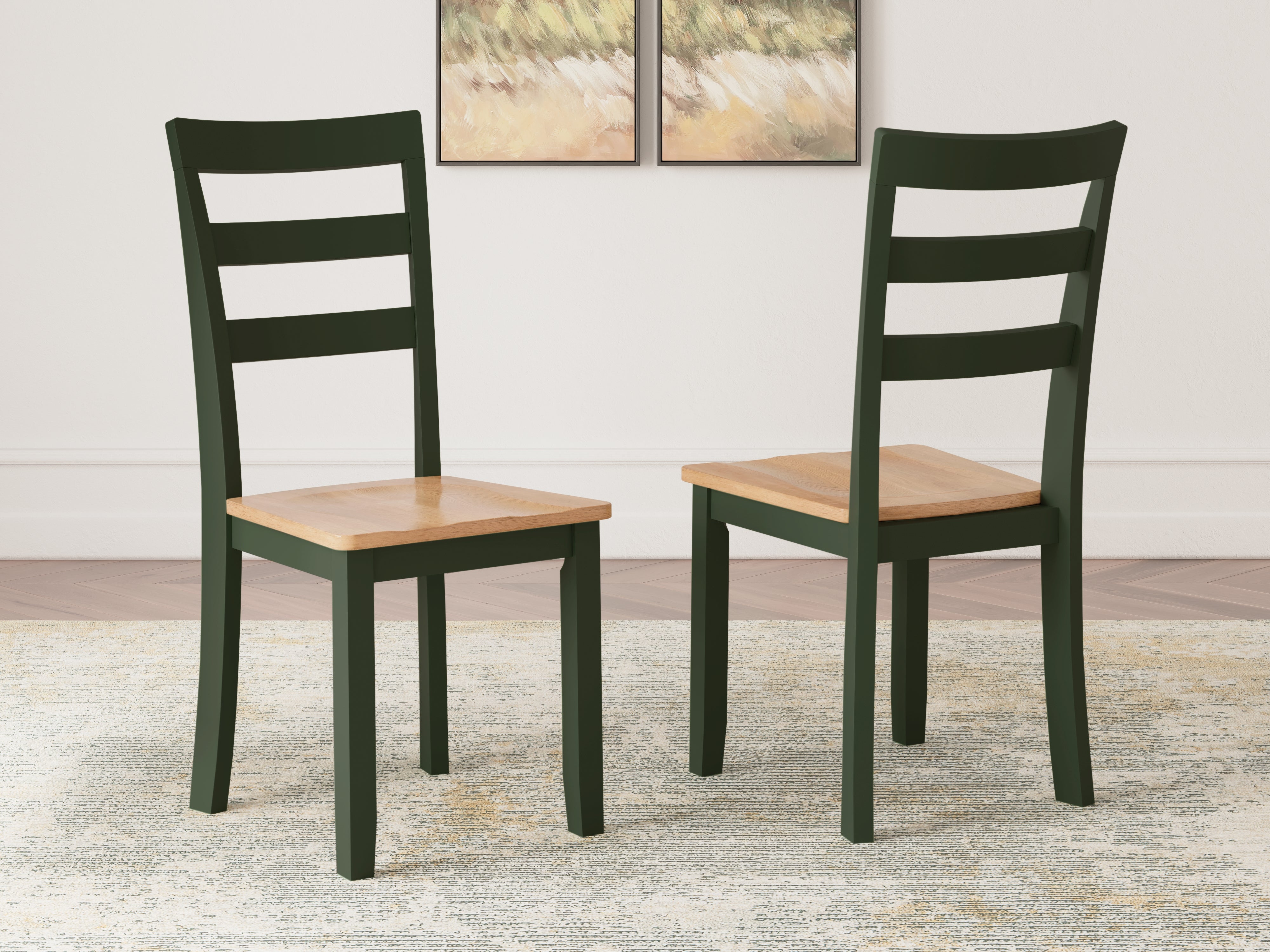 Leasing Furniture - Ashley Furniture - Gesthaven Dining Room - Dining Chair (Set of 2) / Natural/Green - D401-01X2