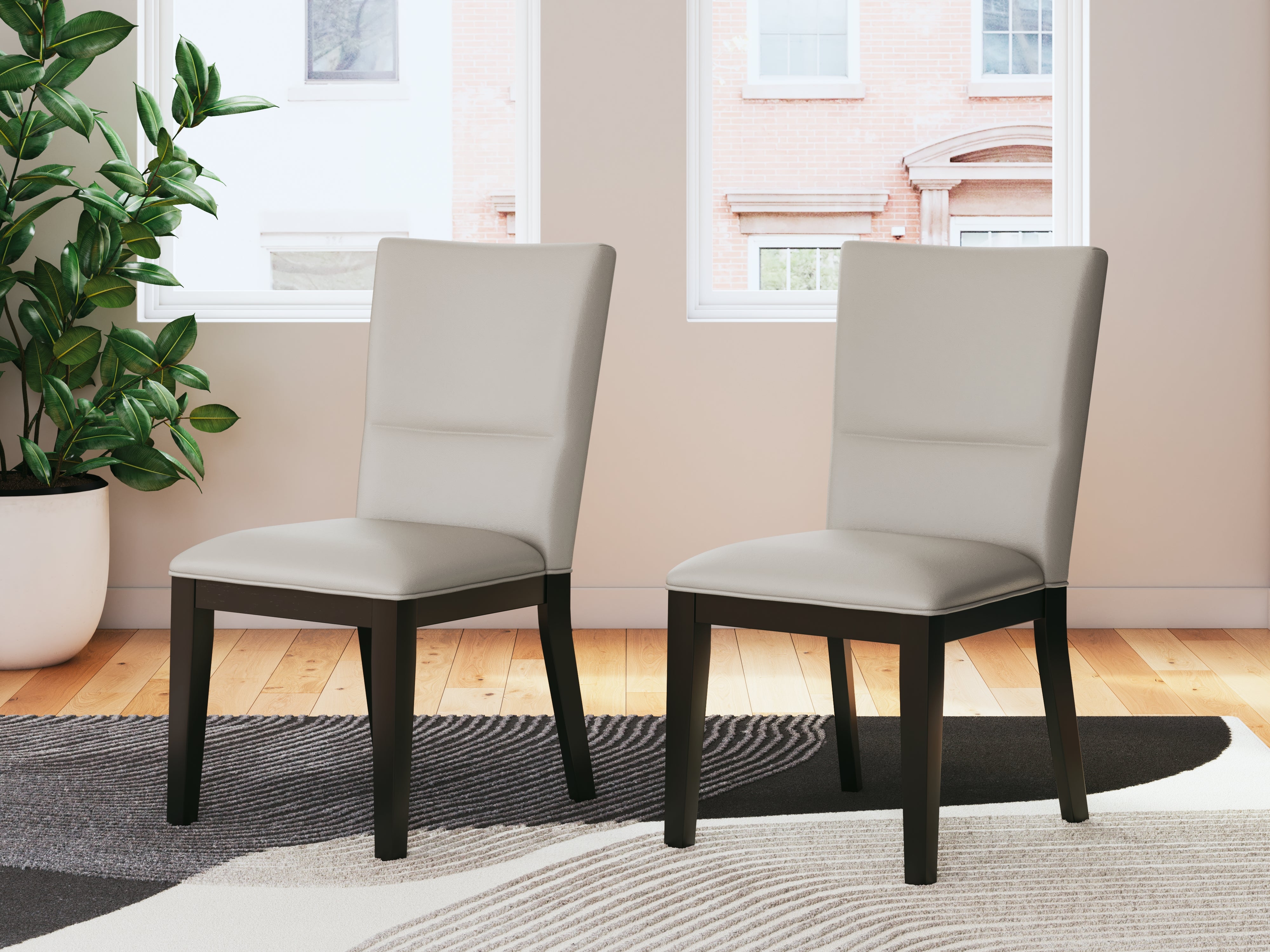 Leasing Furniture - Ashley Furniture - Glinari Dining Room - Dining Chair  (Set of 2) / Taupe/Black - D476-01X2