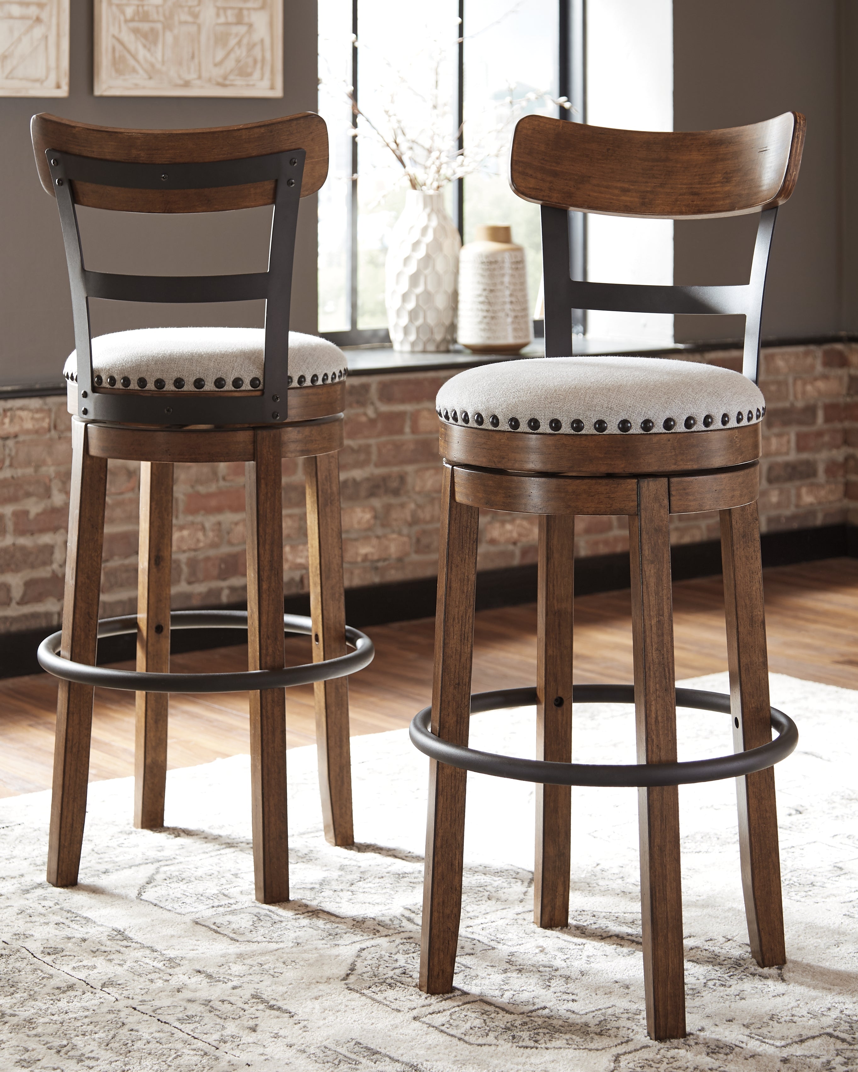 Leasing Furniture - Ashley Furniture - Valebeck Dining Room - Tall UPH Swivel Barstool(1/CN) / Brown - D546-430