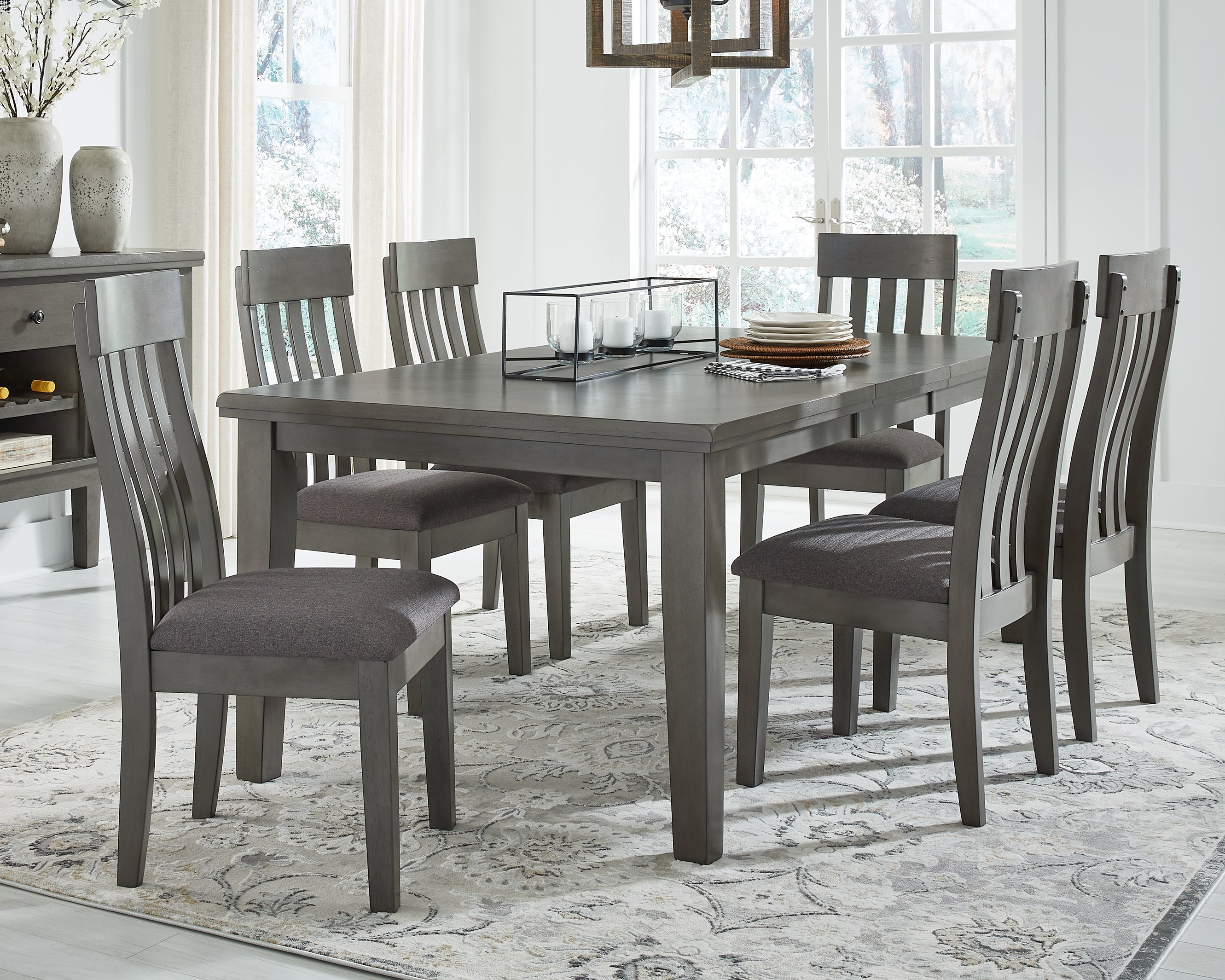 Leasing Furniture - Ashley Furniture - Hallanden Dining Room - RECT DRM Butterfly EXT Table / Gray / 42"W x 78"D x 30"H - D589-35