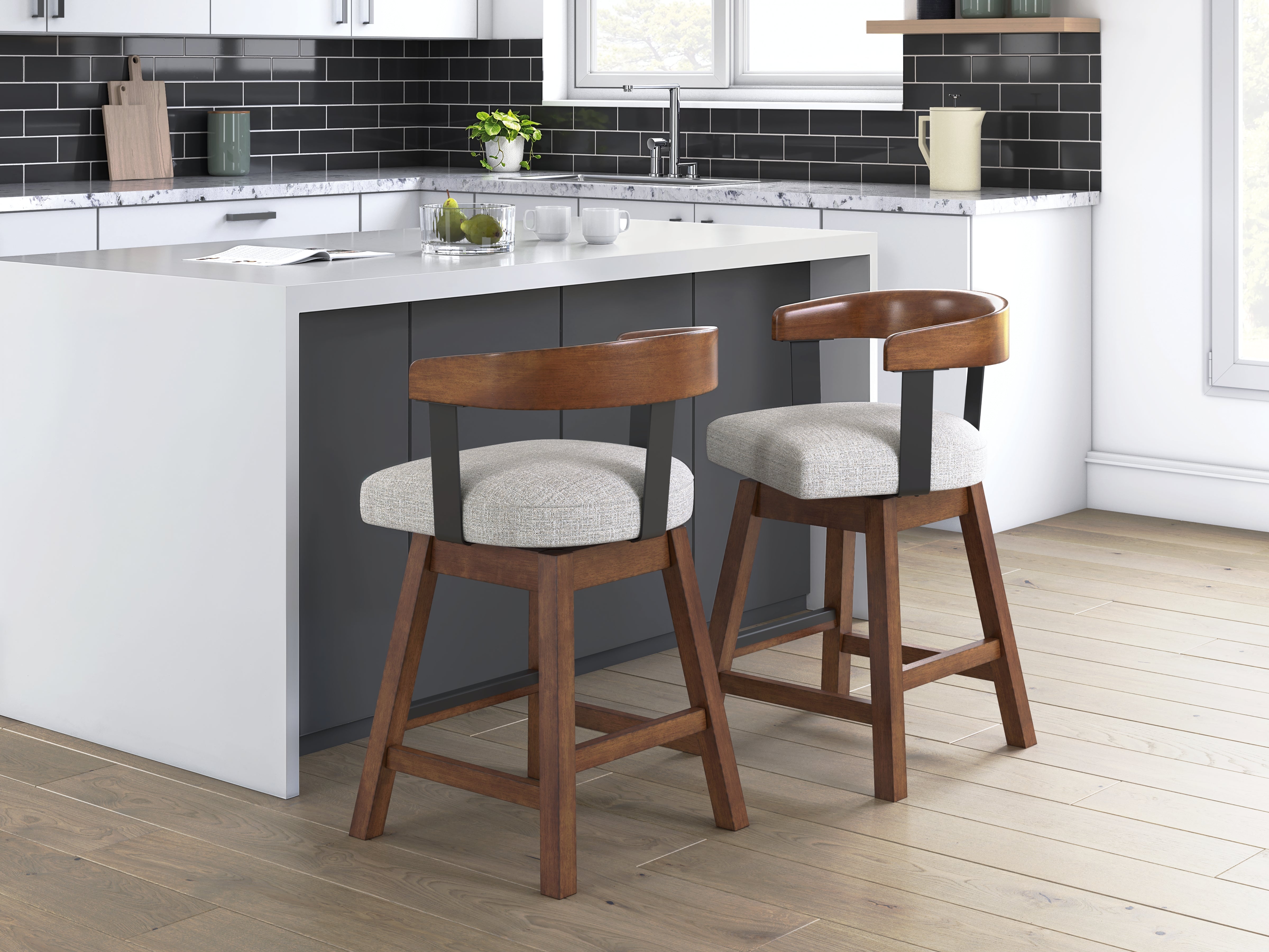 Leasing Furniture - Ashley Furniture - Ralene Dining Room - Counter Height Barstool (Set of 2) / Medium Brown - D594-224X2