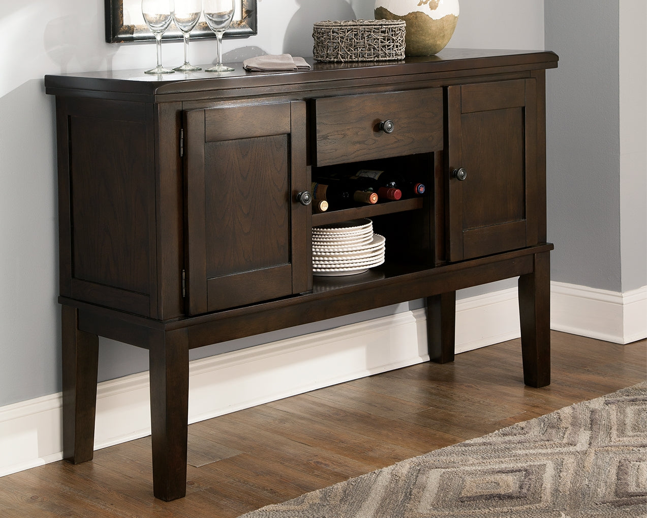 Leasing Furniture - Ashley Furniture - Haddigan Dining Room - Dining Room Server / Dark Brown - D596-60