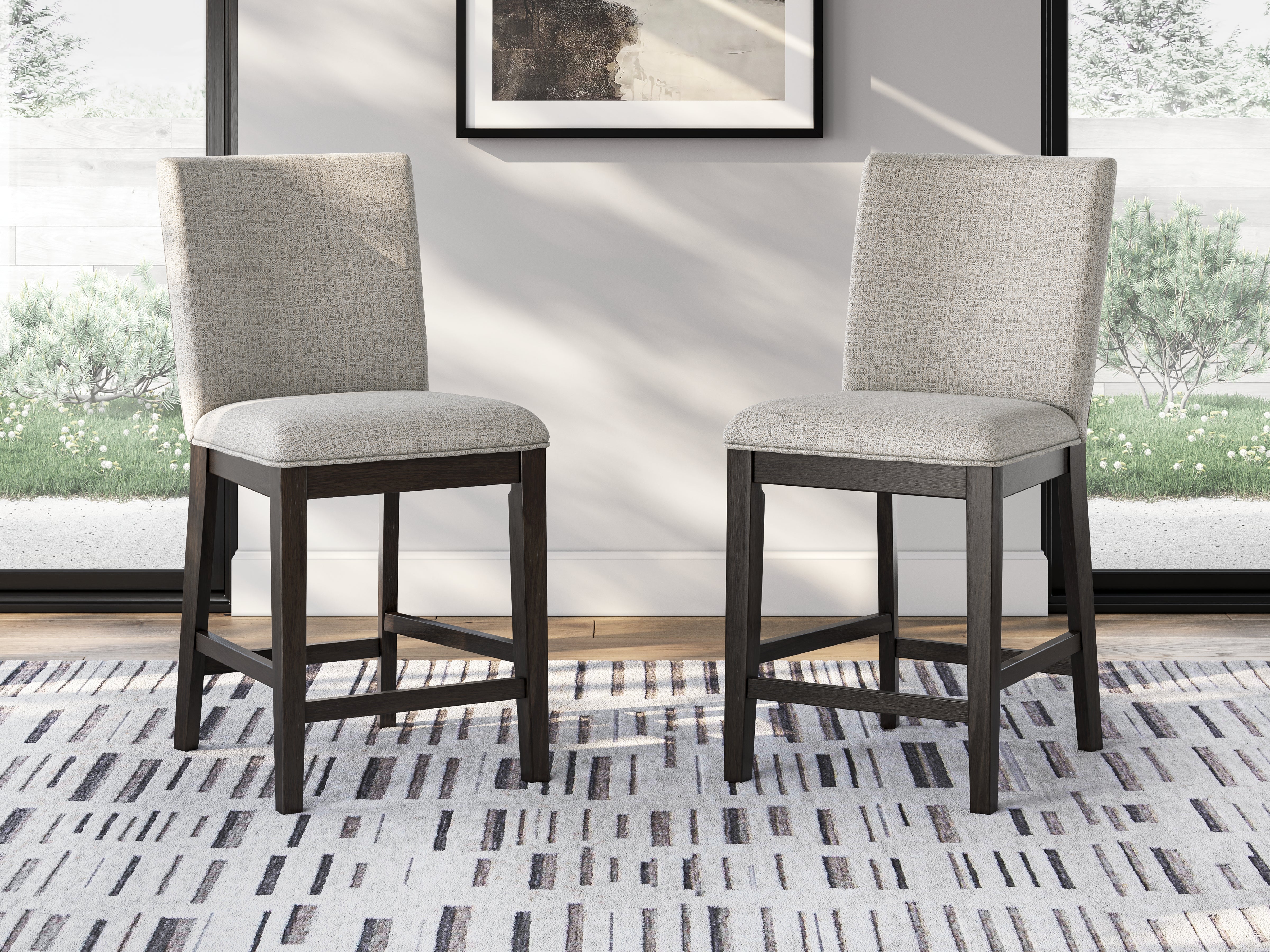 Leasing Furniture - Ashley Furniture - Neymorton Dining Room - Counter Height Barstool (Set of 2) / Dark Grayish Brown - D618-124X2