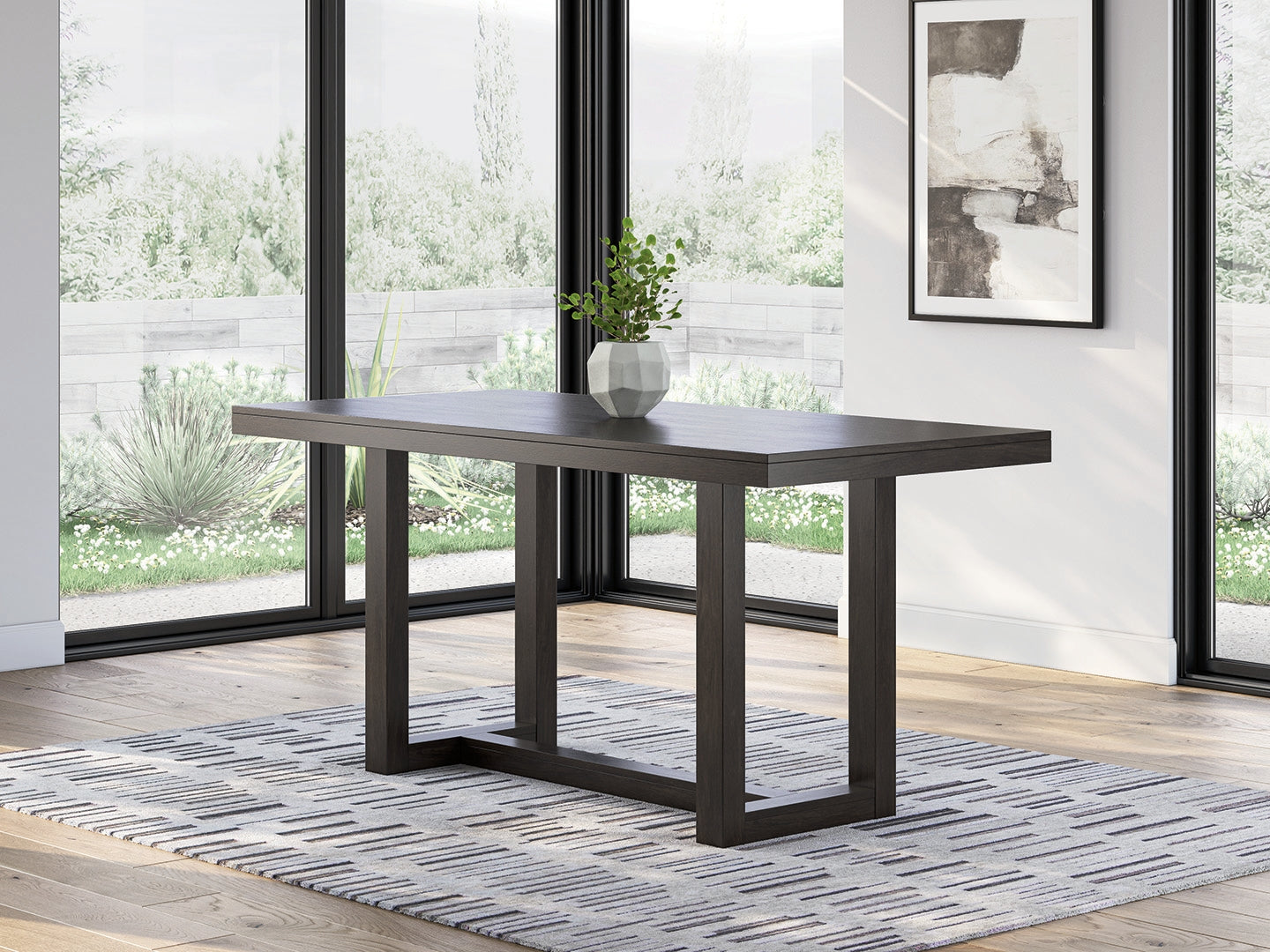 Leasing Furniture - Ashley Furniture - Neymorton Dining Room - RECT Dining Room Counter Table / Dark Grayish Brown - D618-13