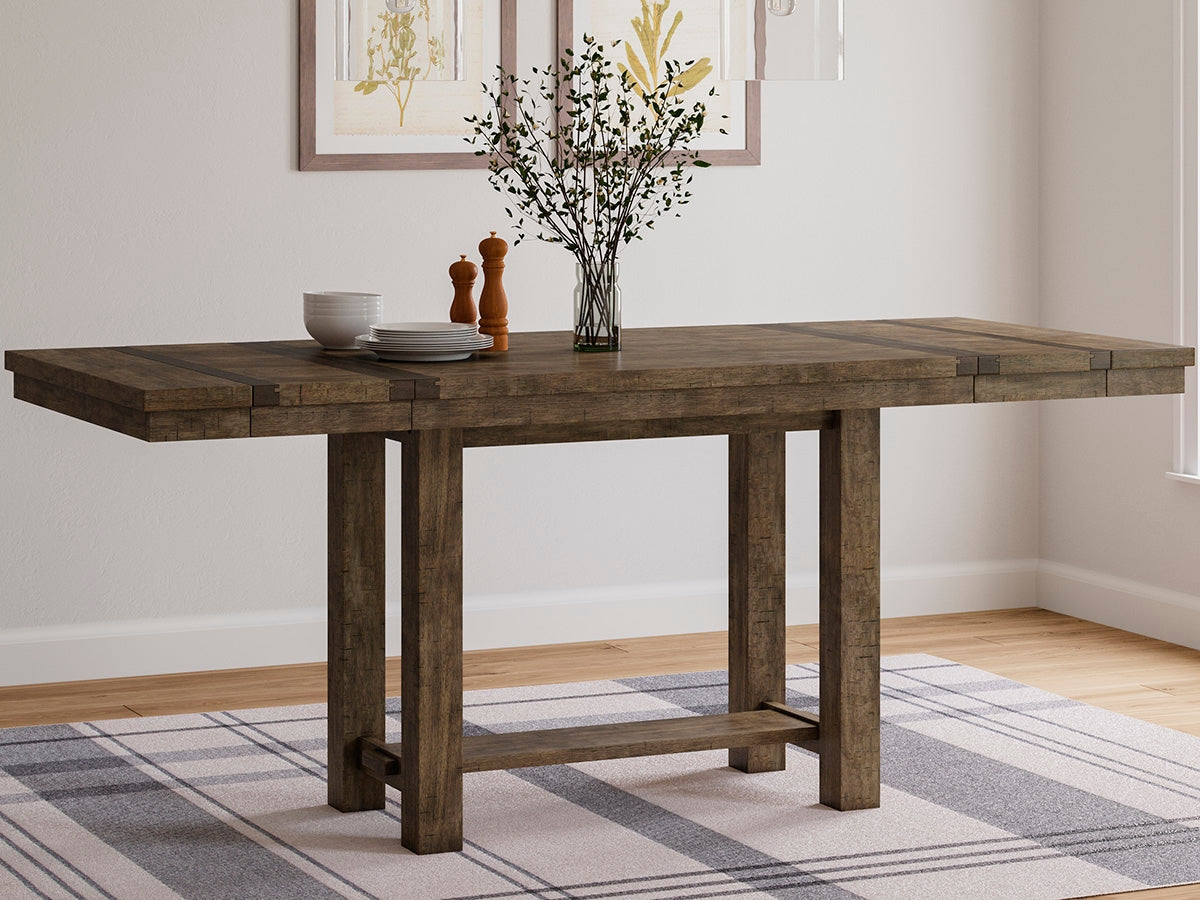Leasing Furniture - Ashley Furniture - Moriville Dining Room - RECT DRM Counter EXT Table / Grayish Brown - D631-32
