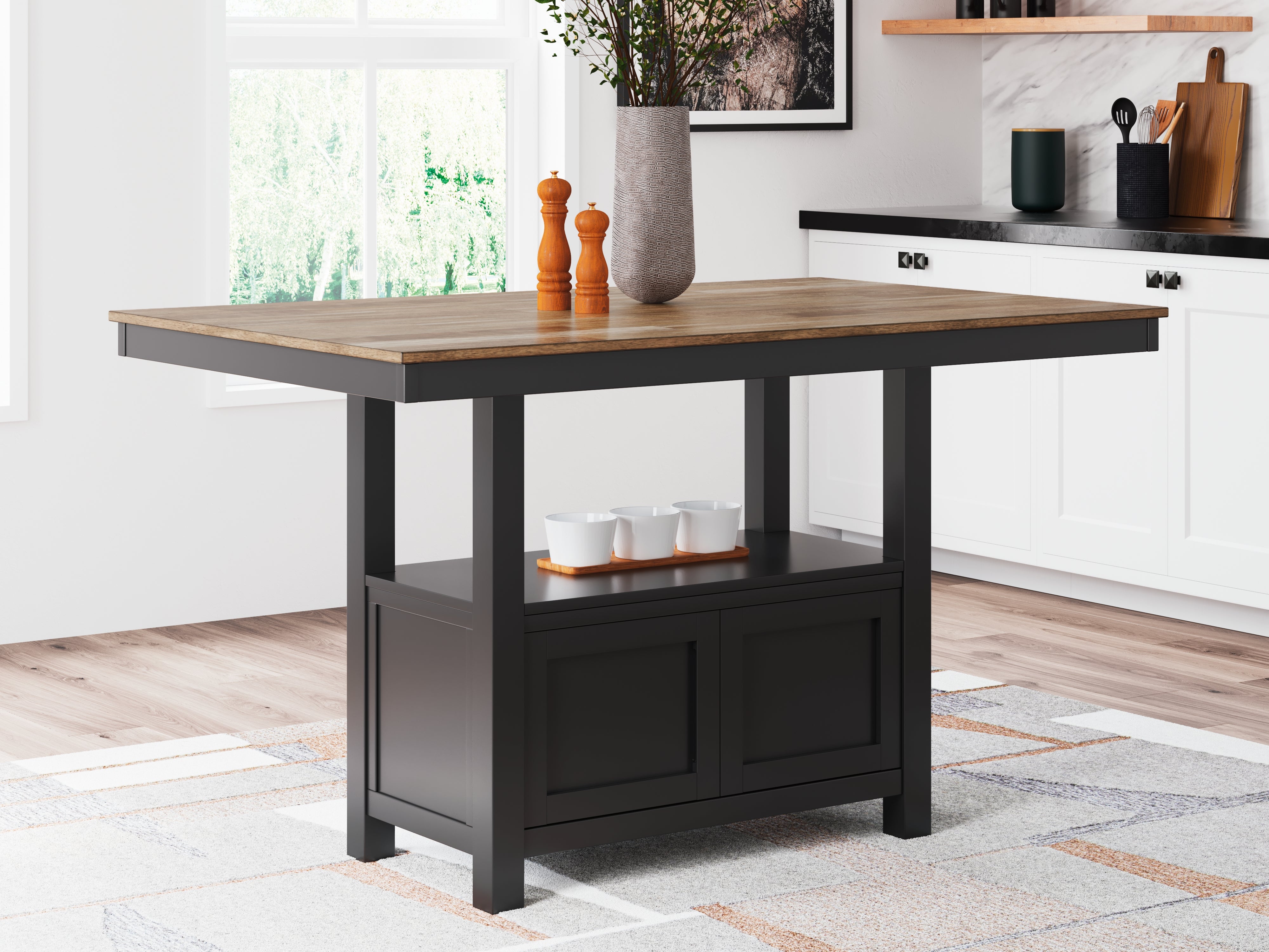 Leasing Furniture - Ashley Furniture - Wildenauer Dining Room - RECT Dining Room Counter Table / Brown/Black / 60"W x 38"D x 36"H - D634-13