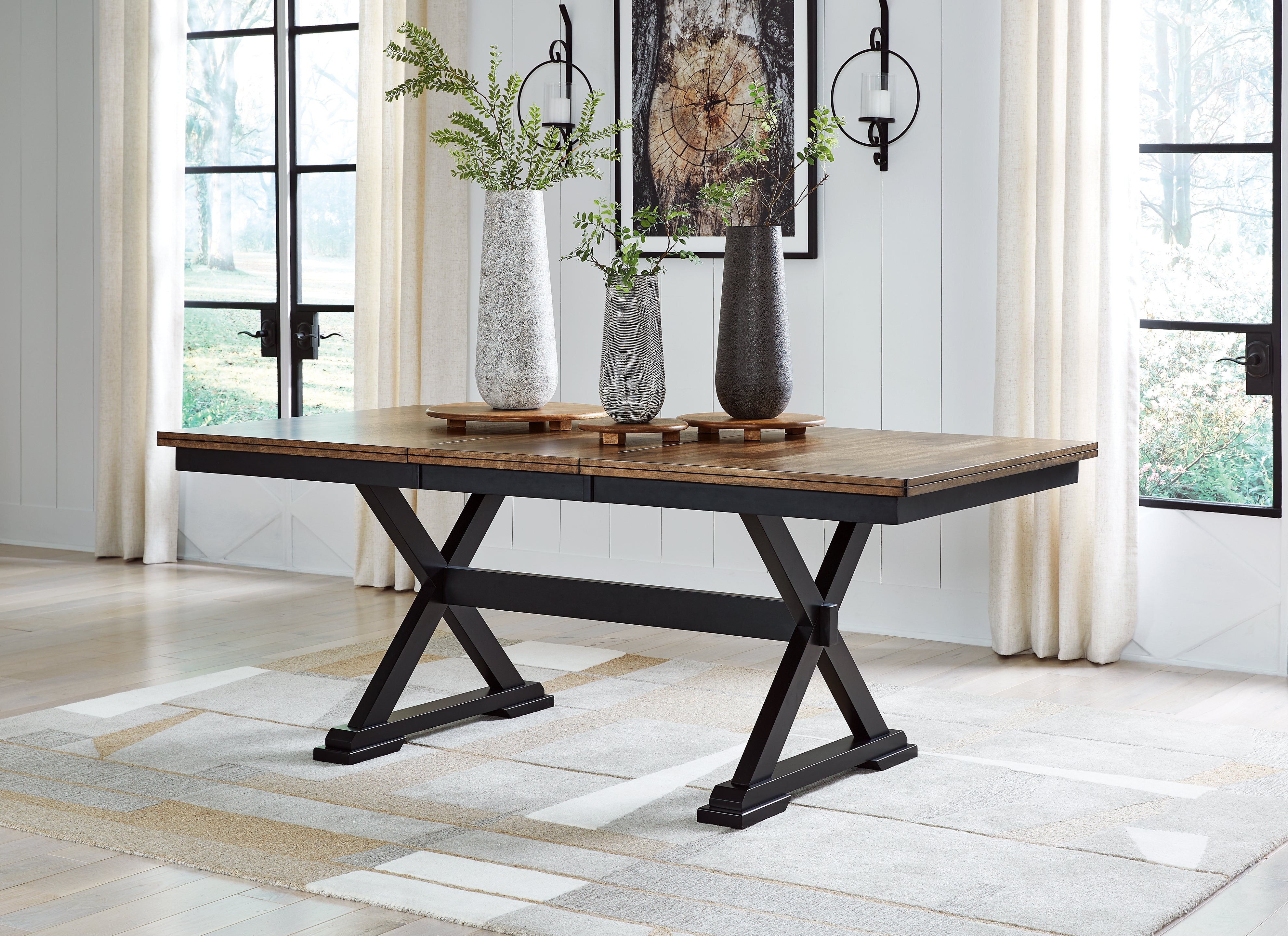 Leasing Furniture - Ashley Furniture - Wildenauer Dining Room - RECT Dining Room EXT Table / Brown/Black / 40"W x 78"D x 30"H - D634-35