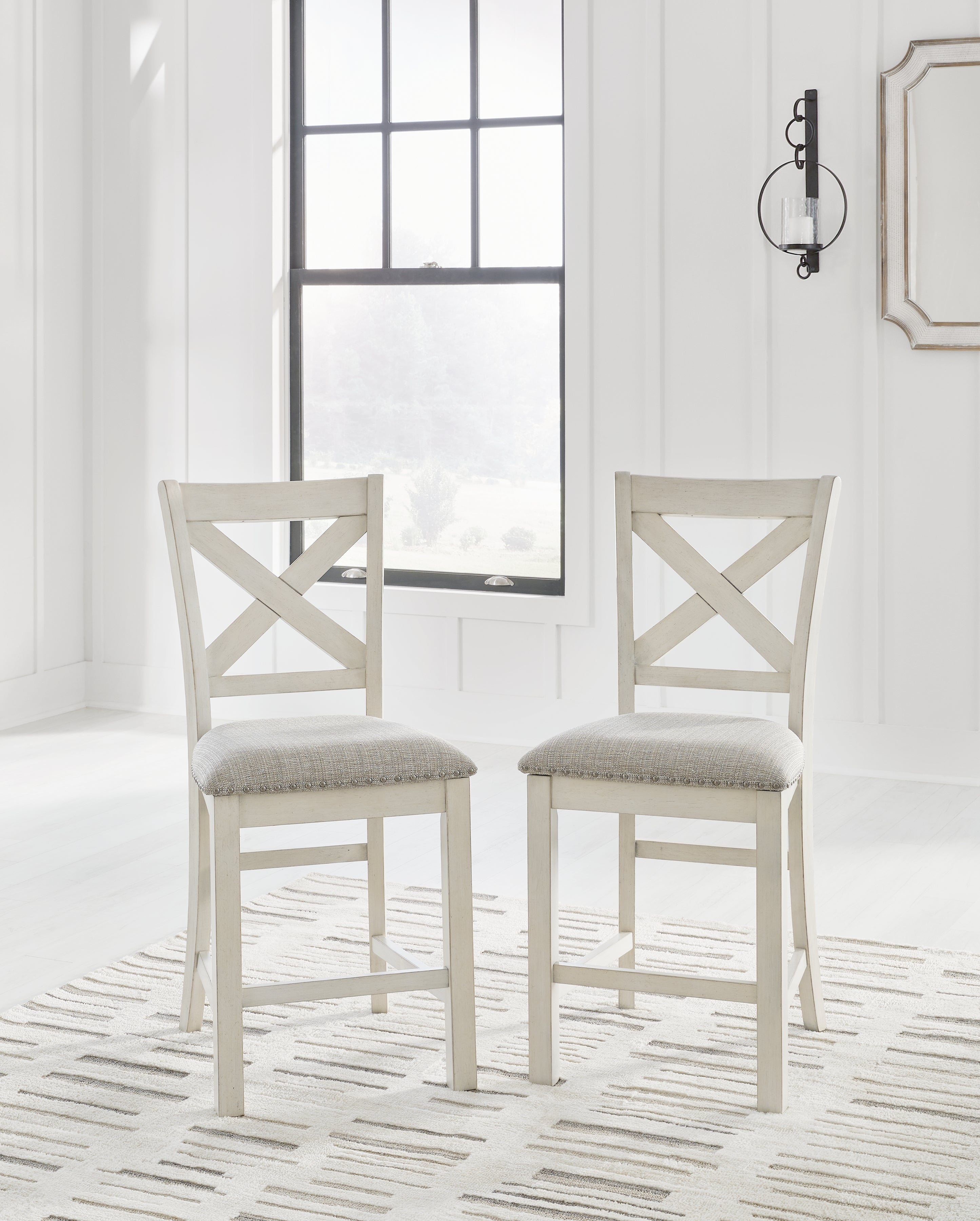 Leasing Furniture - Ashley Furniture - Robbinsdale Dining Room - Barstool (Set of 2) / Antique White - D642-124X2