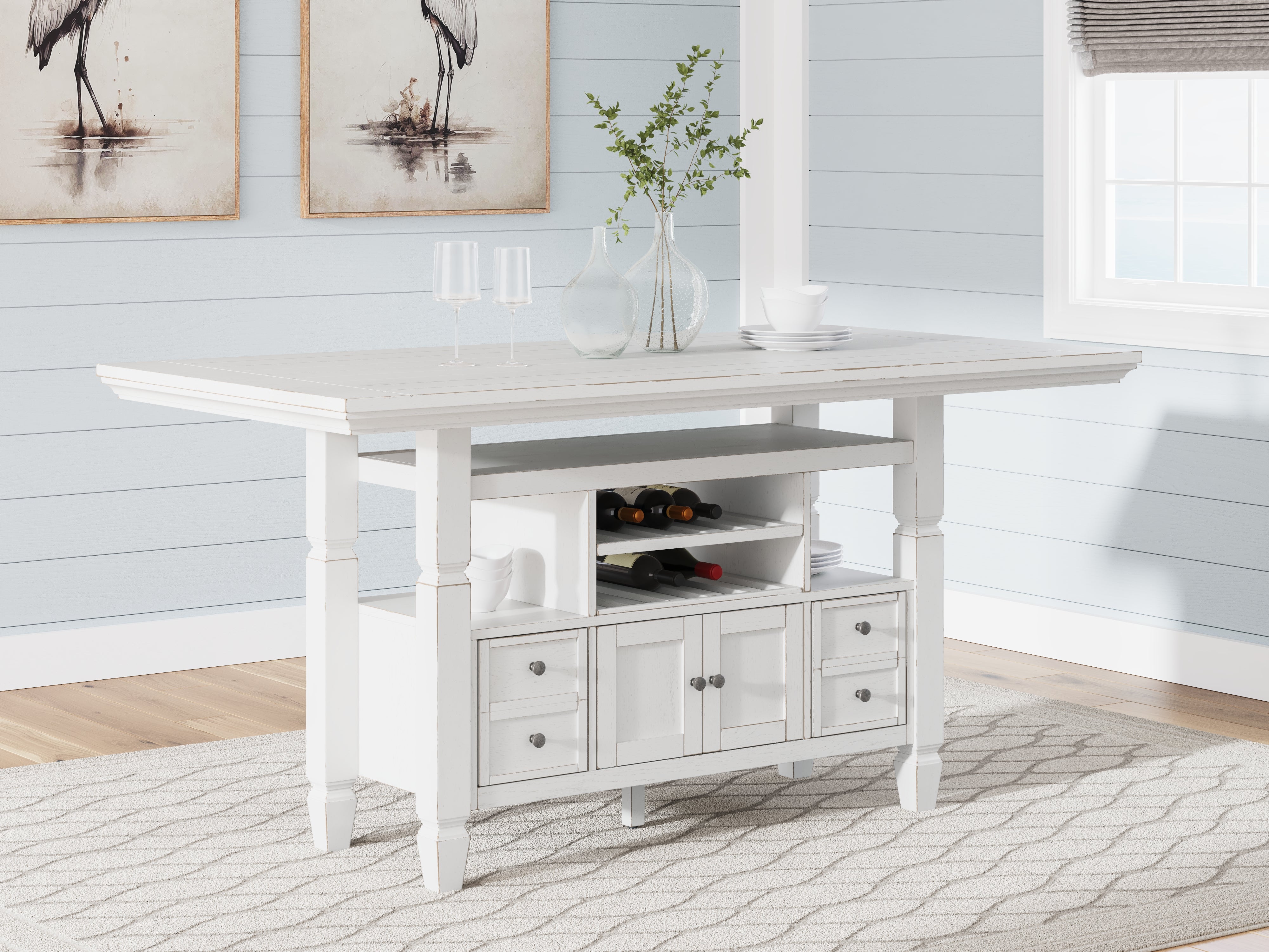 Leasing Furniture - Ashley Furniture - Robbinsdale Dining Room - Counter Height Dining Table / Antique White - D642D7