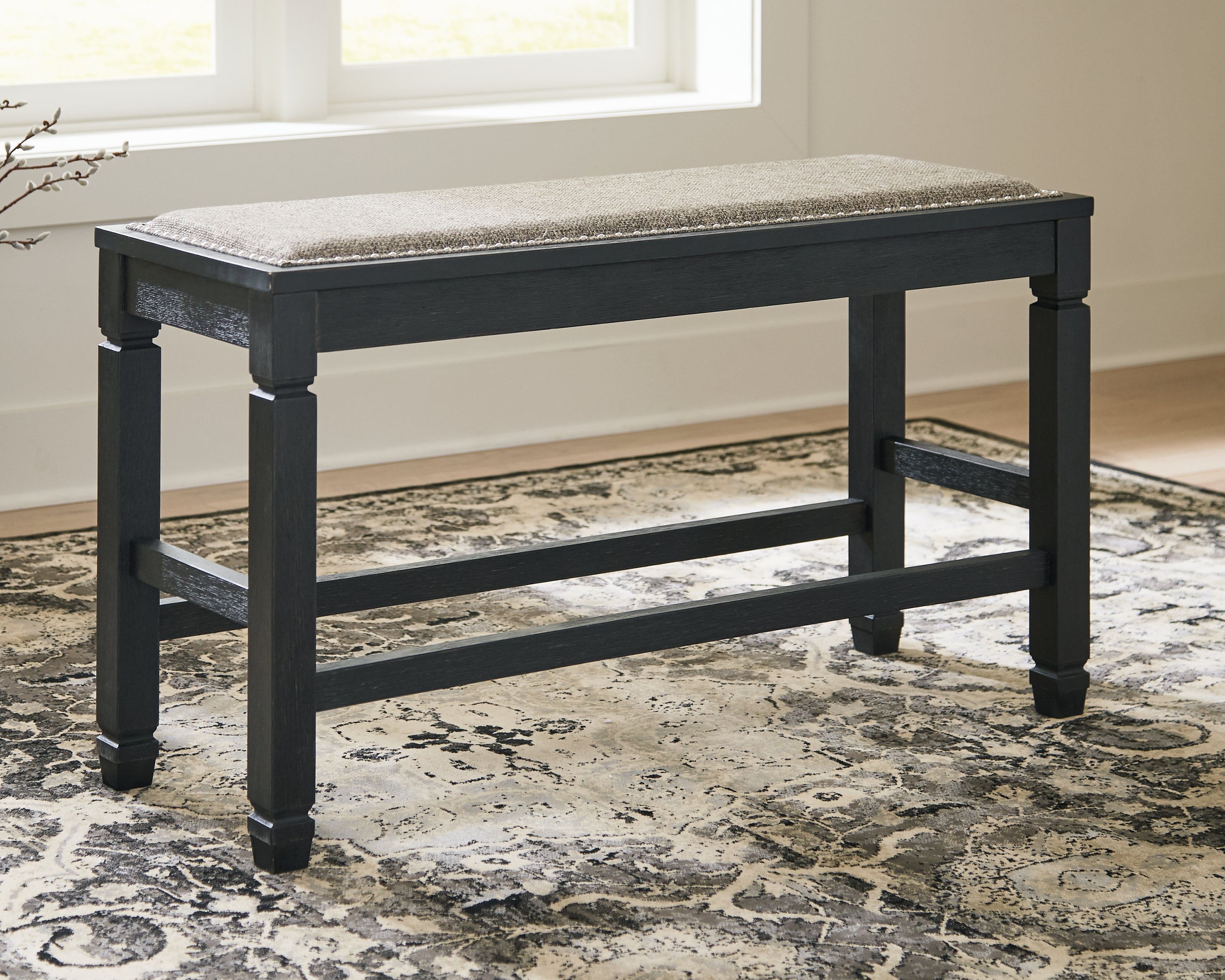Leasing Furniture - Ashley Furniture - Tyler Creek Dining Room - DBL Counter UPH Bench (1/CN) / Antique Black / 42"W x 15"D x 24"H - D736-09