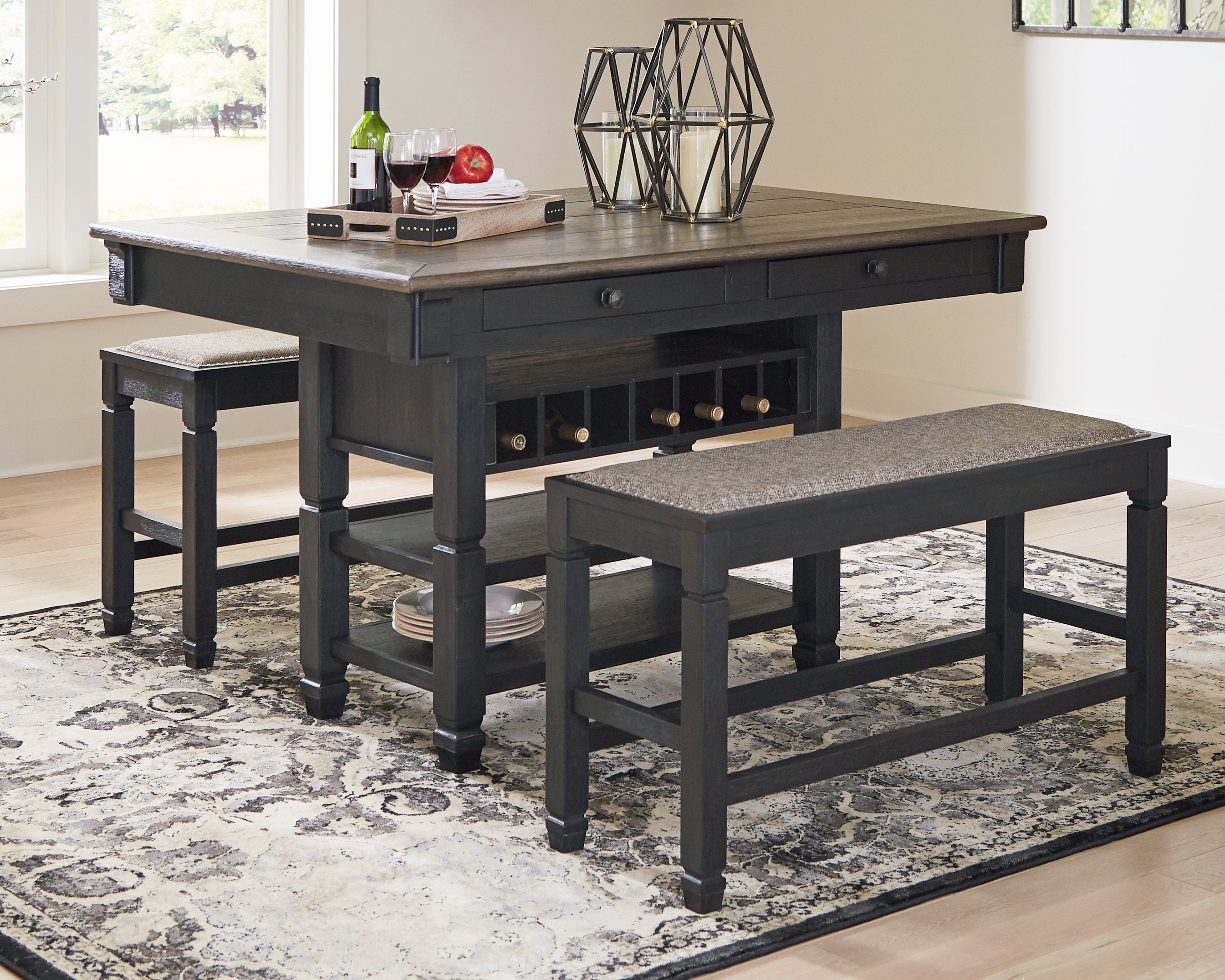Leasing Furniture - Ashley Furniture - Tyler Creek Dining Room - RECT Dining Room Counter Table / Black/Gray / 60"W x 40"D x 36"H - D736-32