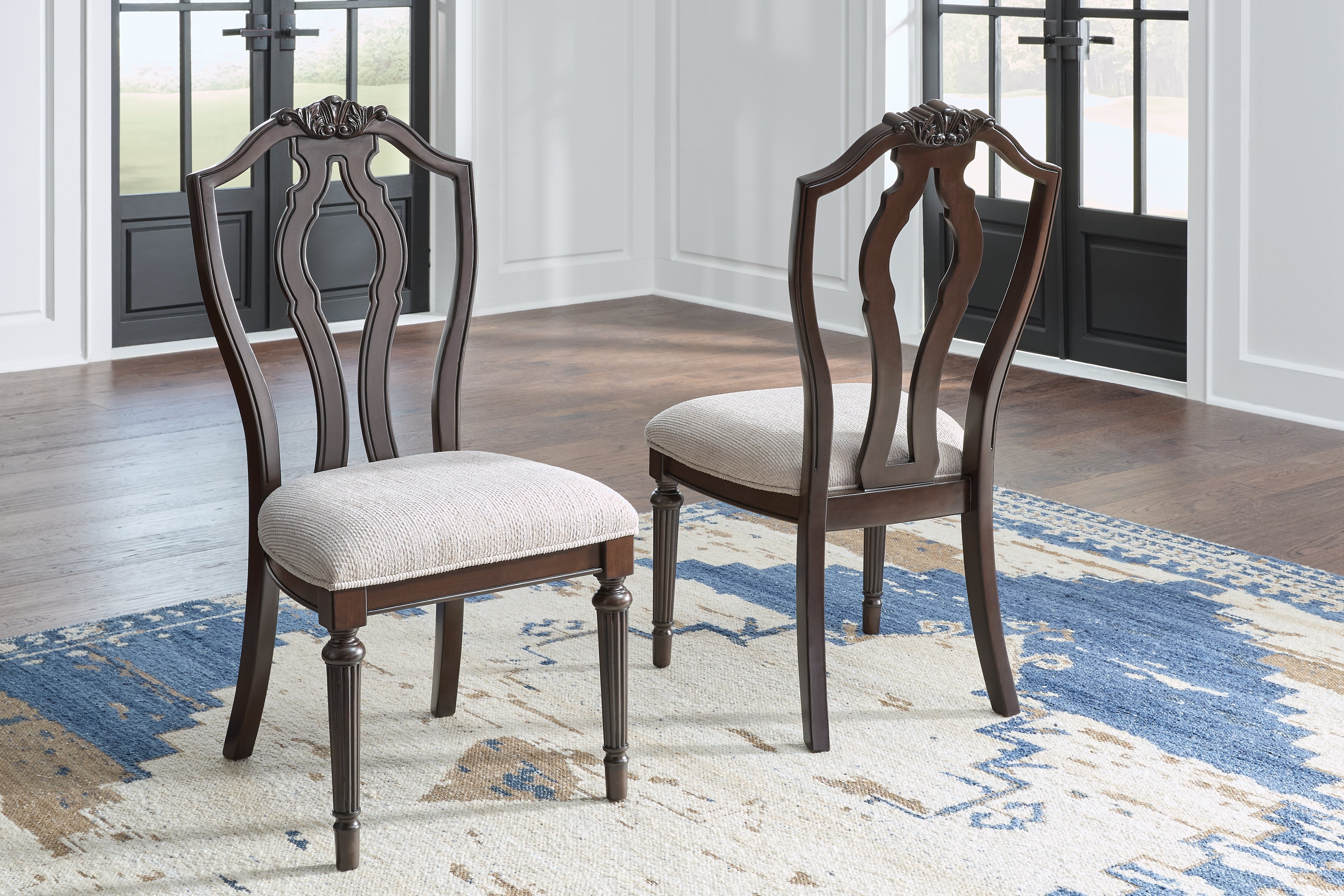 Leasing Furniture - Ashley Furniture - Lavinton Dining Room - Dining Chair (Set of 2) / Tan/Brown - D764-01X2