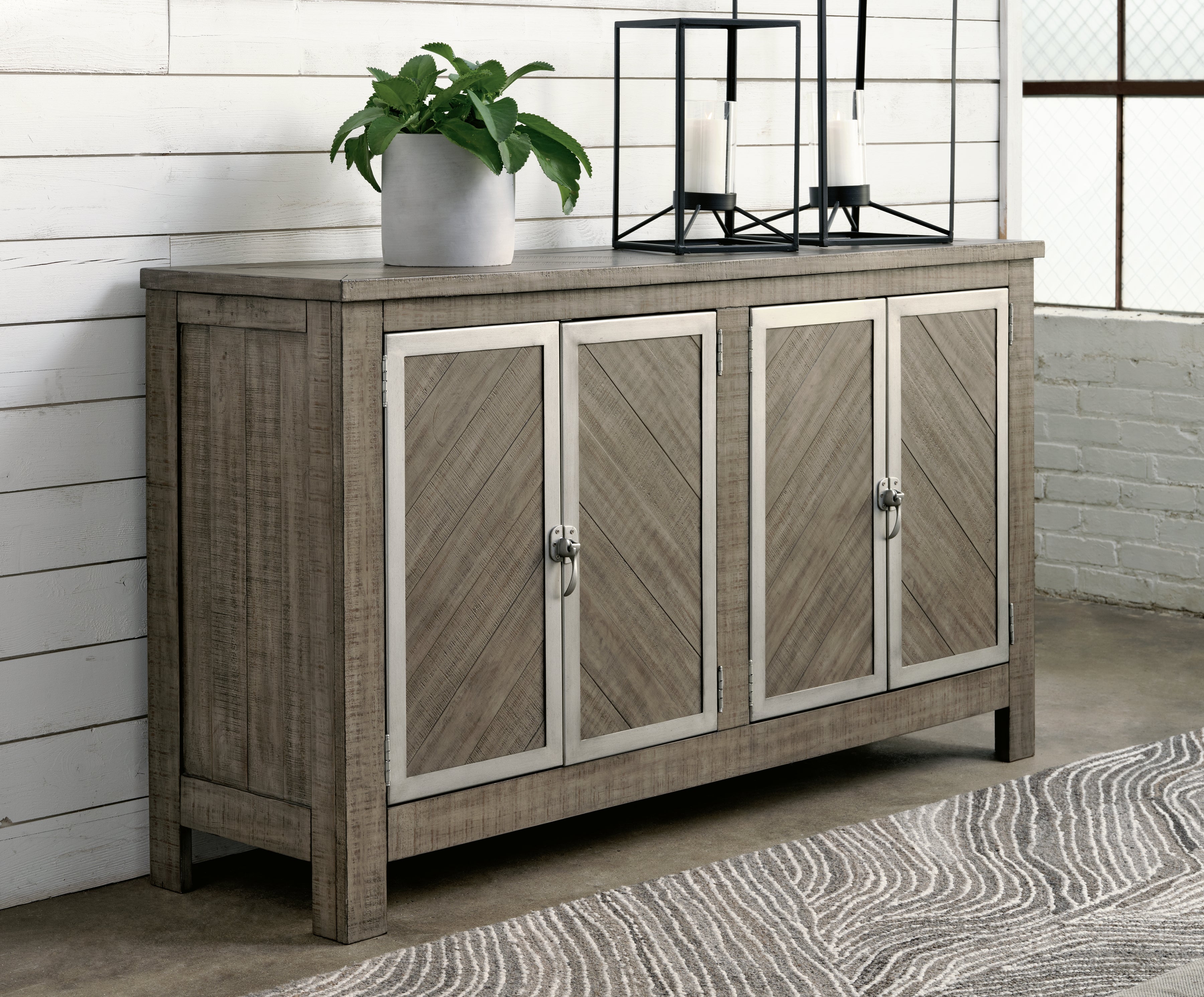 Leasing Furniture - Ashley Furniture - Krystanza Dining Room - Dining Room Server / Weathered Gray - D766-60