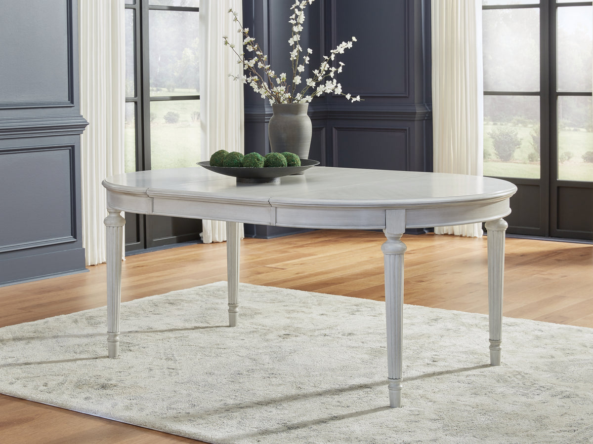 Leasing Furniture - Ashley Furniture - Montelaine Dining Room - Oval Dining Room EXT Table / Antique White - D795-35