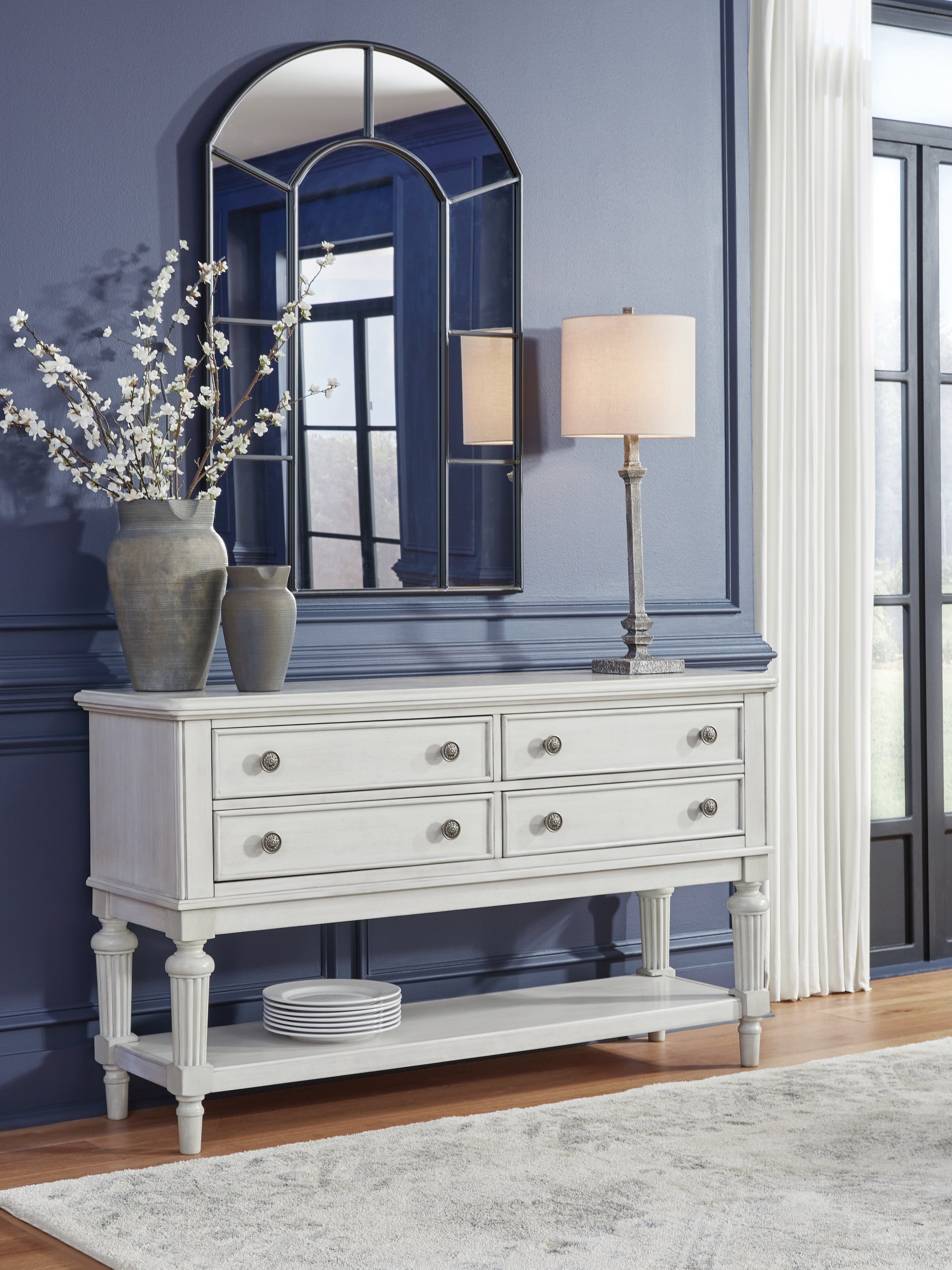 Leasing Furniture - Ashley Furniture - Montelaine Dining Room - Dining Room Server / Antique White - D795-60