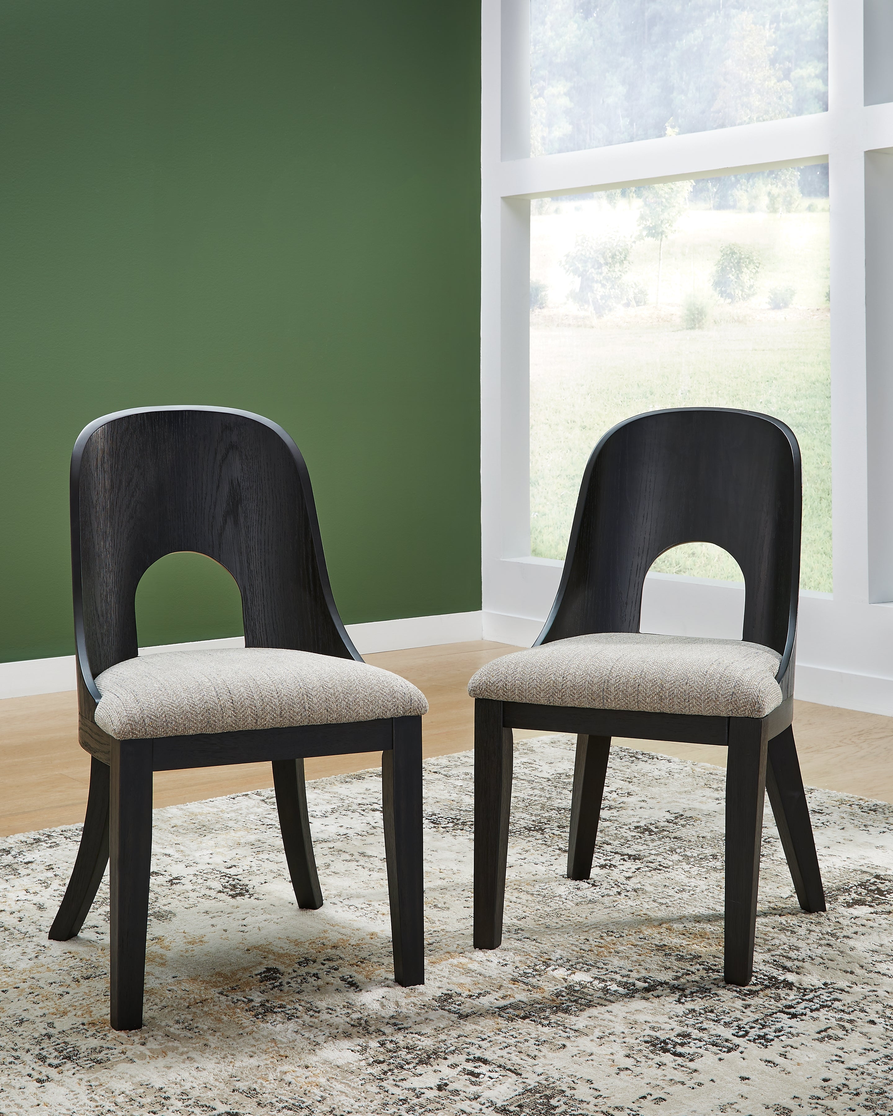 Leasing Furniture - Ashley Furniture - Rowanbeck Dining Room - Dining Chair (Set of 2) / Black - D821-01X2