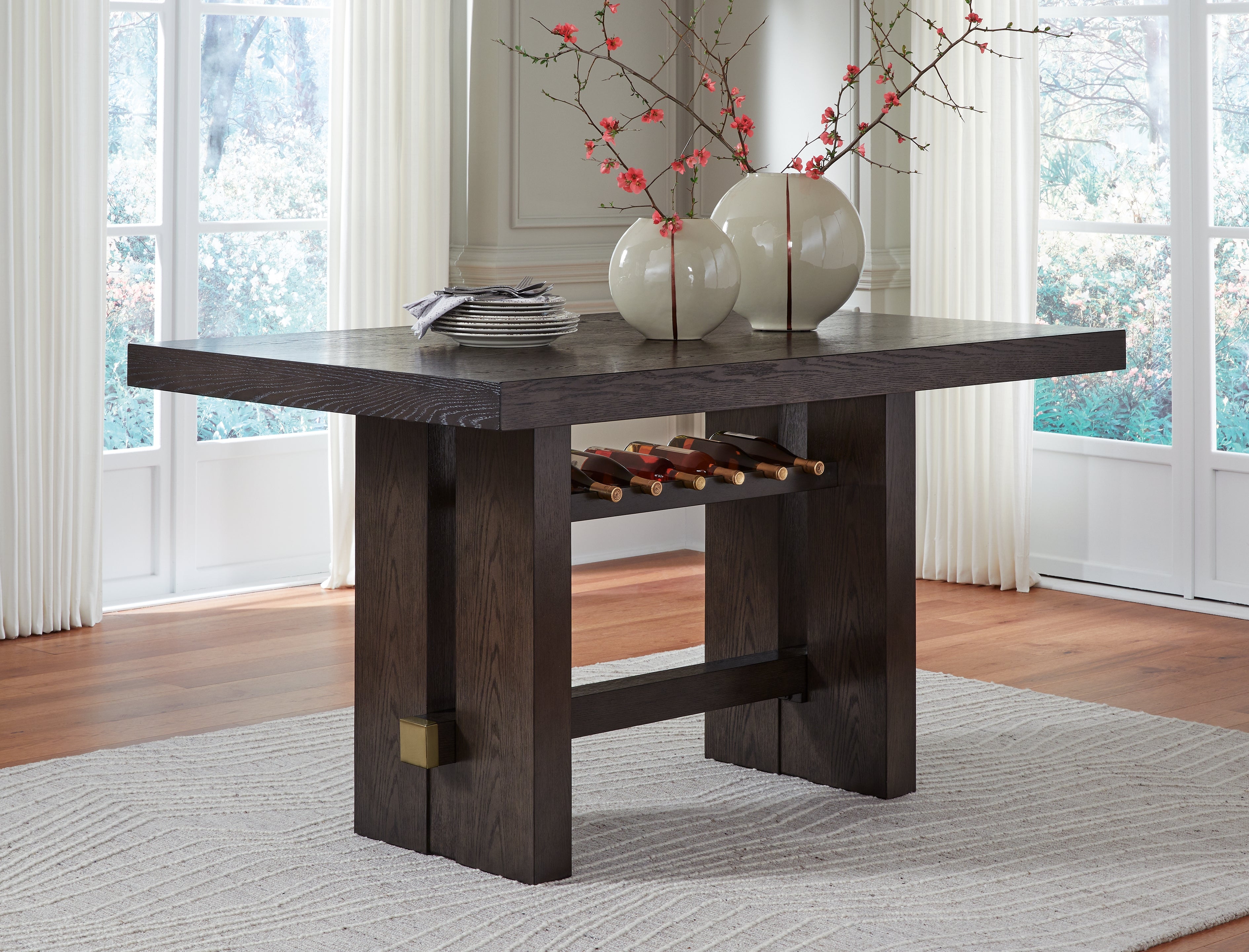 Leasing Furniture - Ashley Furniture - Burkhaus Dining Room - RECT Dining Room Counter Table / Dark Brown - D984-32