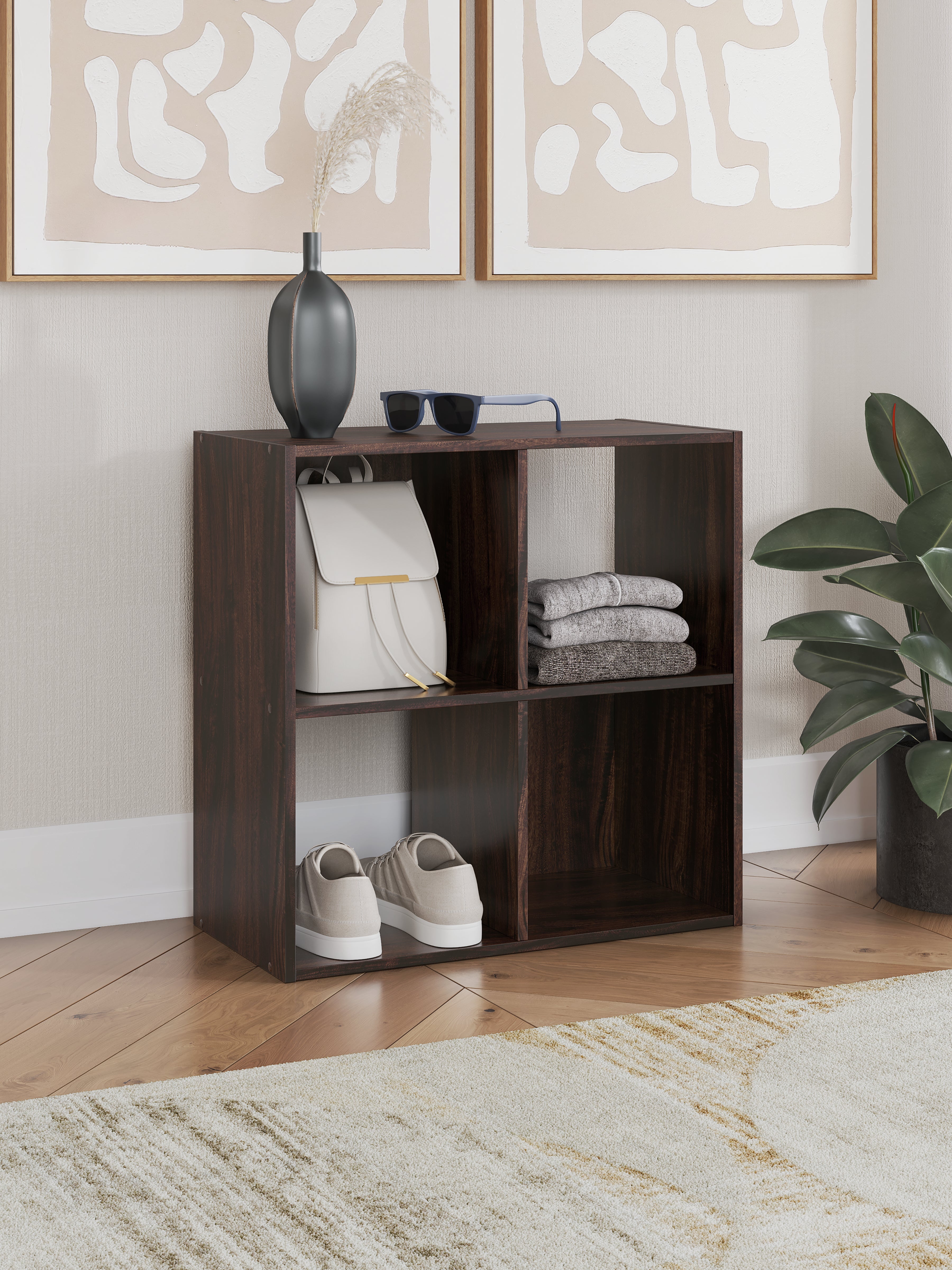 Leasing Furniture - Ashley Furniture - Glosmount Four Cube Organizer - Four Cube Organizer / Cherry/Light Brown - EA1055-2X2