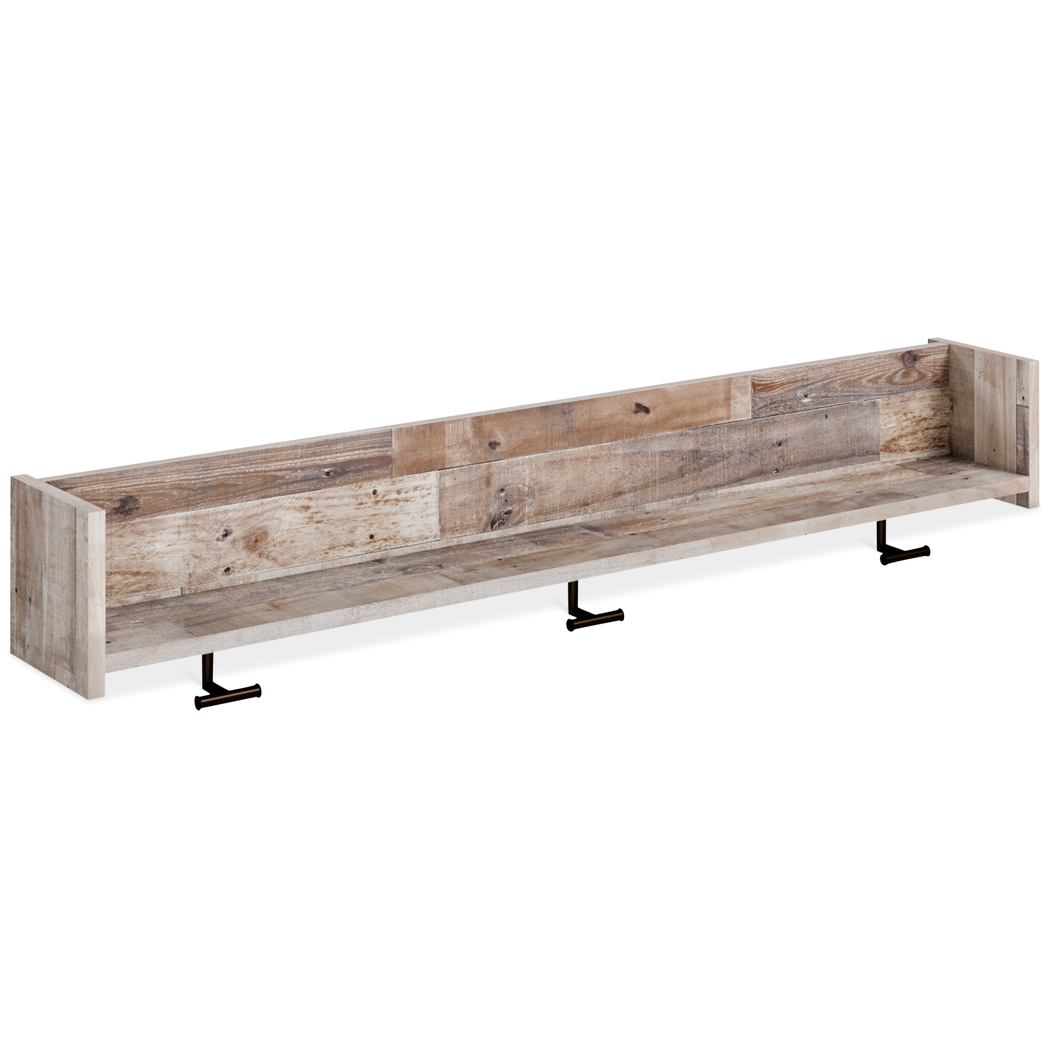 Leasing Furniture - Ashley Furniture - Neilsville Wall Decor - Wall Mounted Coat Rack w/Shelf / Whitewash - EA2320-151