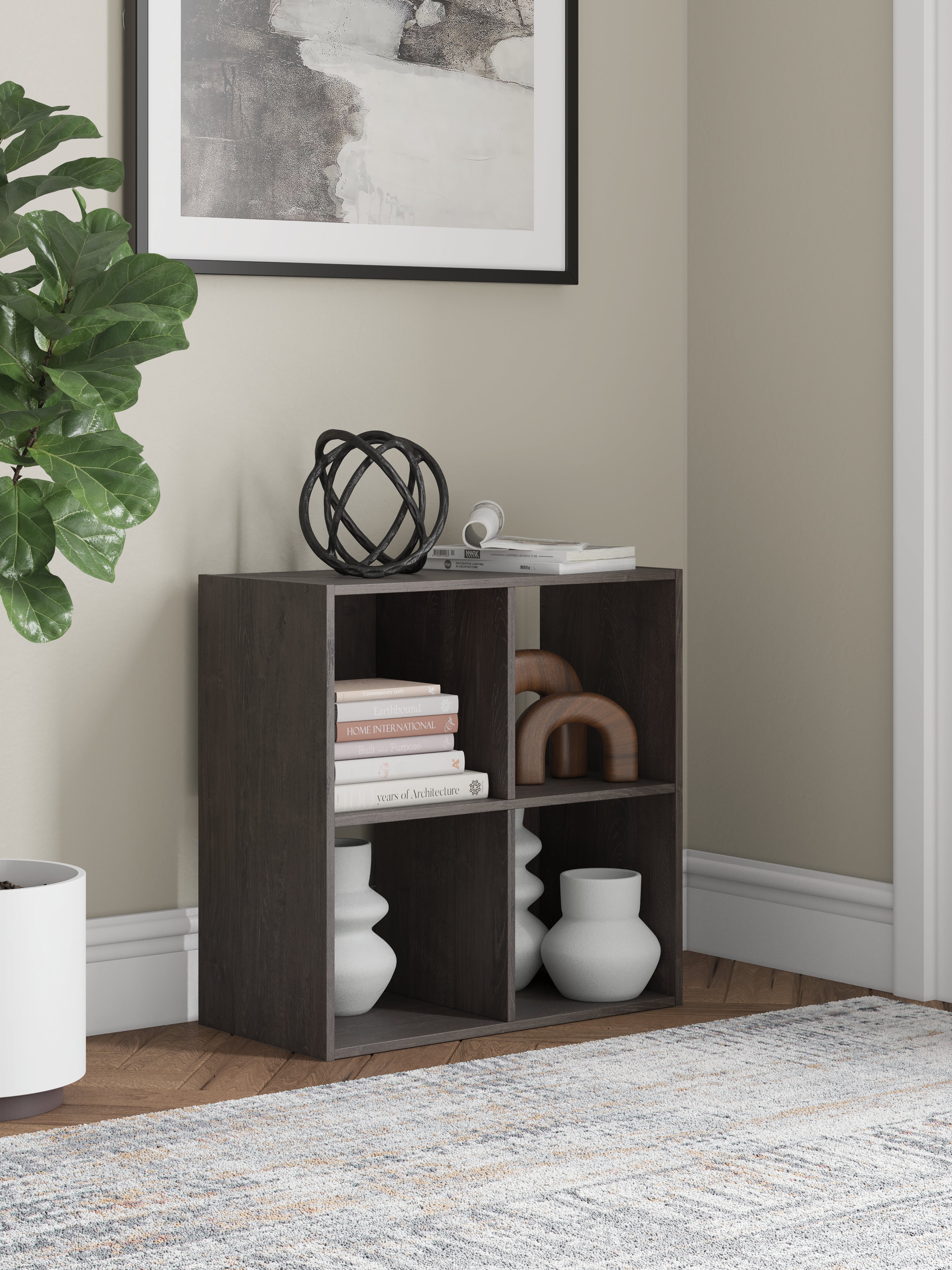 Leasing Furniture - Ashley Furniture - Piperton Four Cube Organizer - Four Cube Organizer / Charcoal - EA5514-2X2