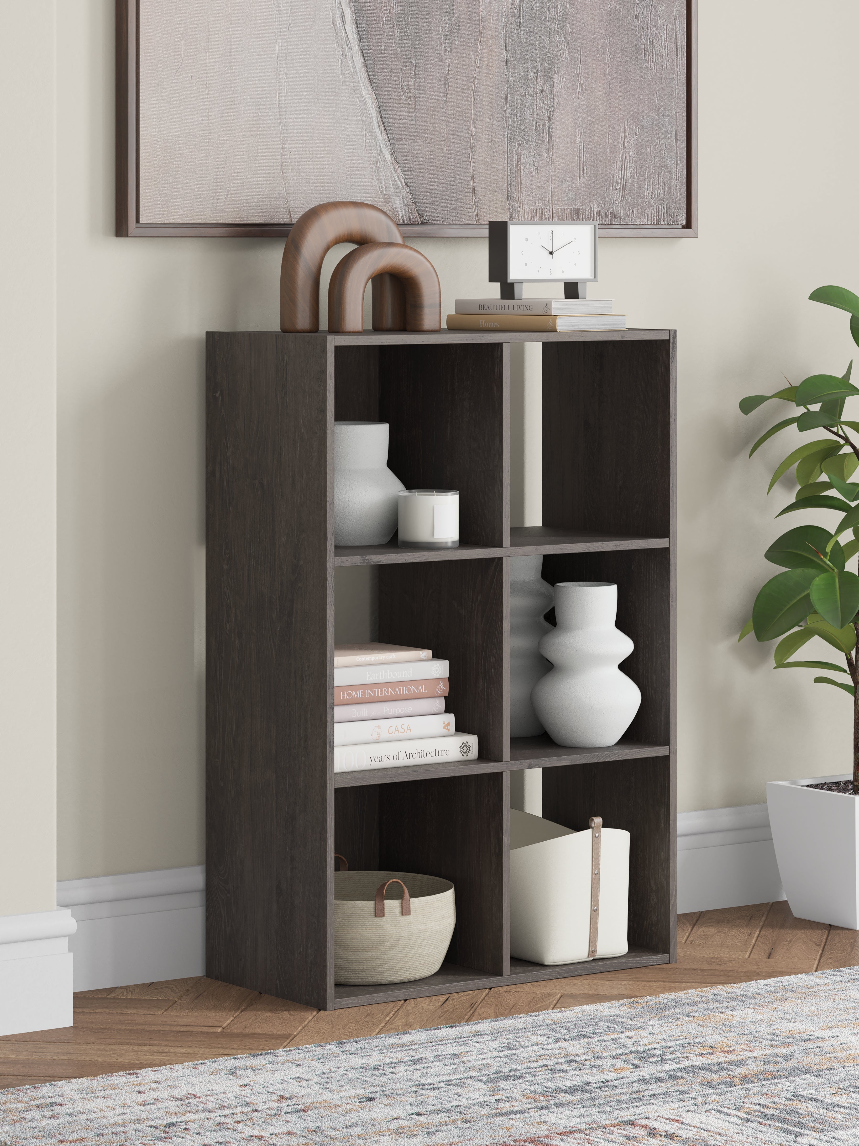 Leasing Furniture - Ashley Furniture - Piperton Six Cube Organizer - Six Cube Organizer / Charcoal - EA5514-3X2