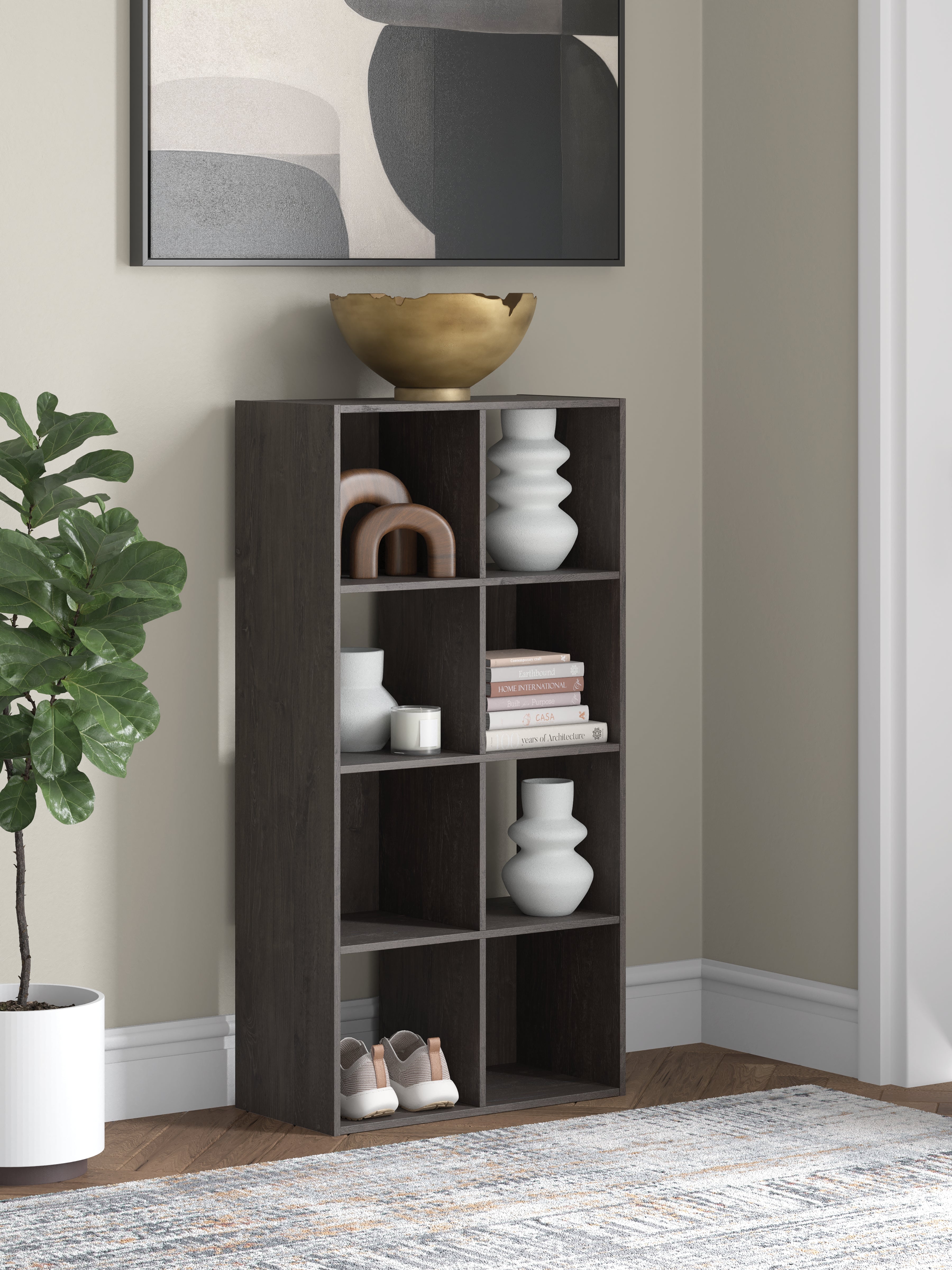 Leasing Furniture - Ashley Furniture - Piperton Eight Cube Organizer - Eight Cube Organizer / Charcoal - EA5514-4X2