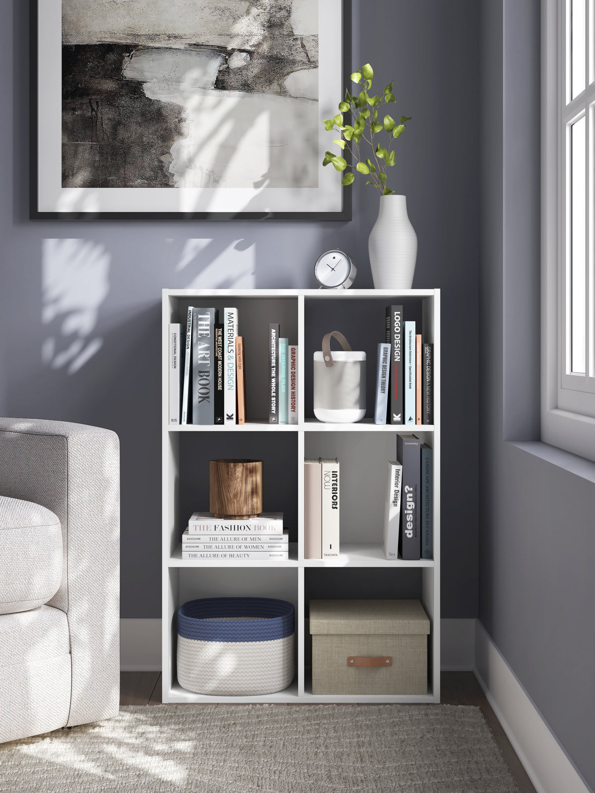 Leasing Furniture - Ashley Furniture - Onita Six Cube Organizer - Six Cube Organizer / White - EA9630-3X2