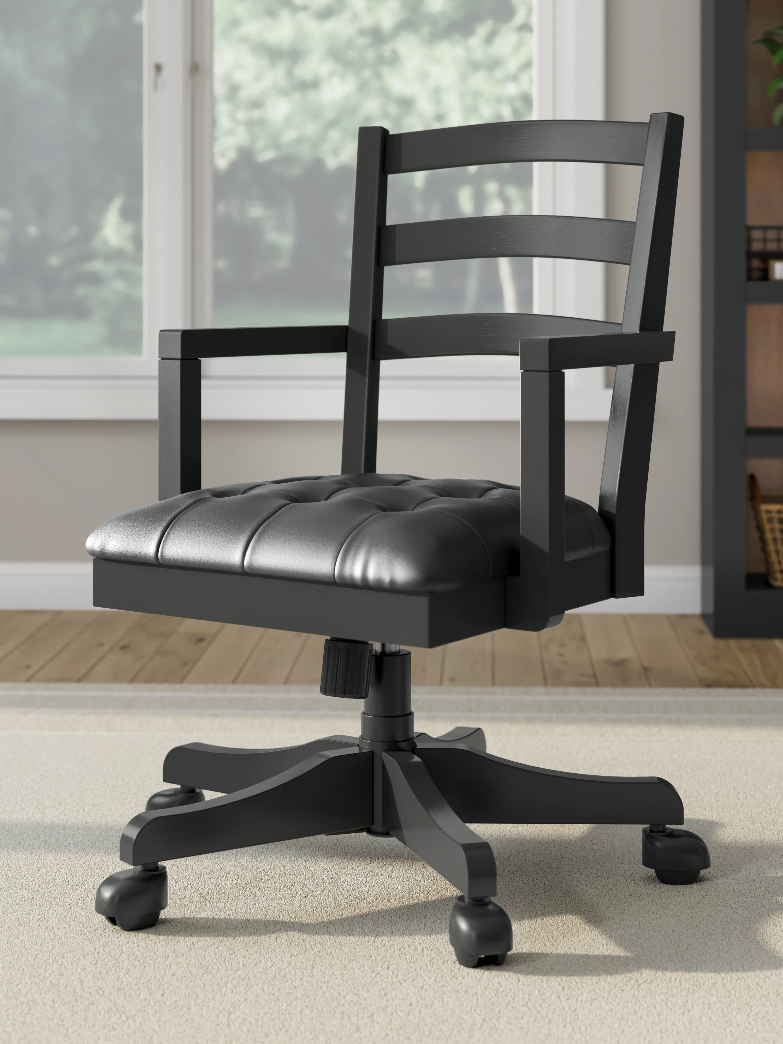 Leasing Furniture - Ashley Furniture - Wildenauer Home Office Desk Chair - Home Office Swivel Desk Chair / Black - H664-01A