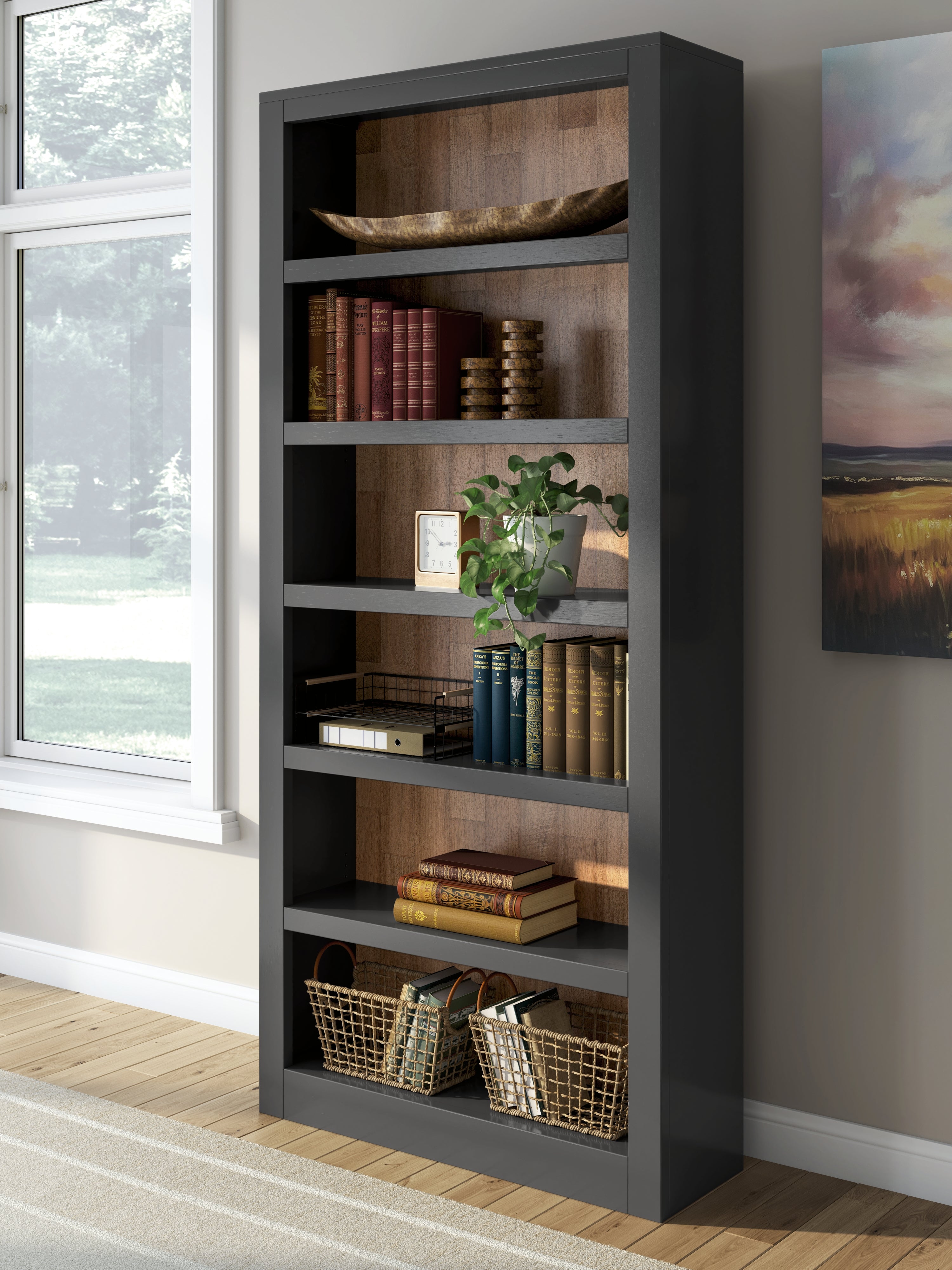Leasing Furniture - Ashley Furniture - Wildenauer Bookcase - Bookcase / Brown/Black - H664-70