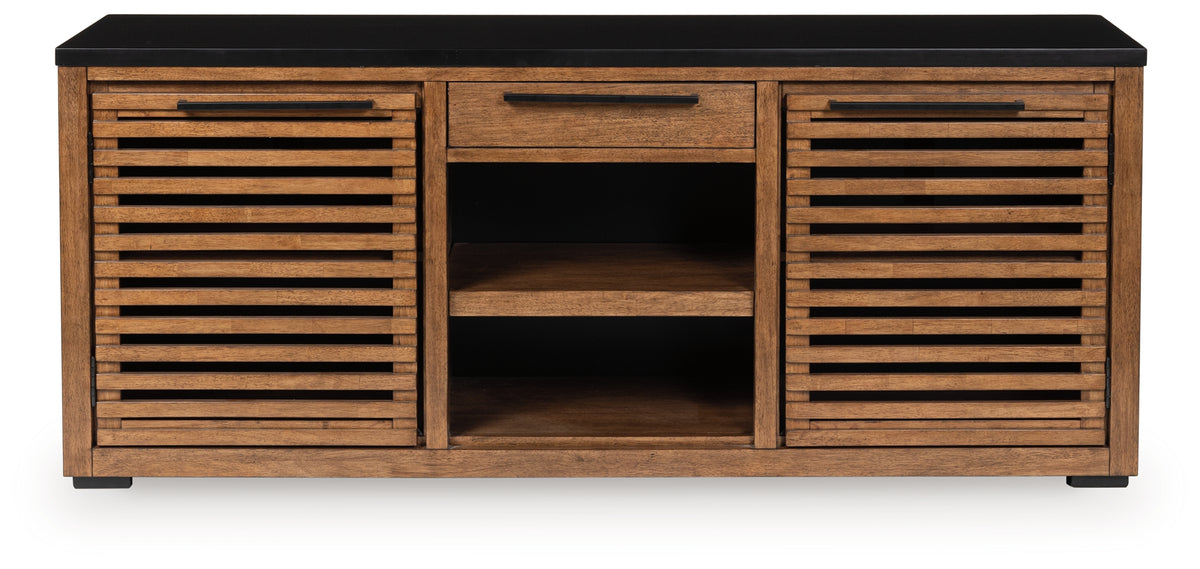 Leasing Furniture - Ashley Furniture - Kallari Bookcase - Credenza / Warm Brown/Black - H737-60
