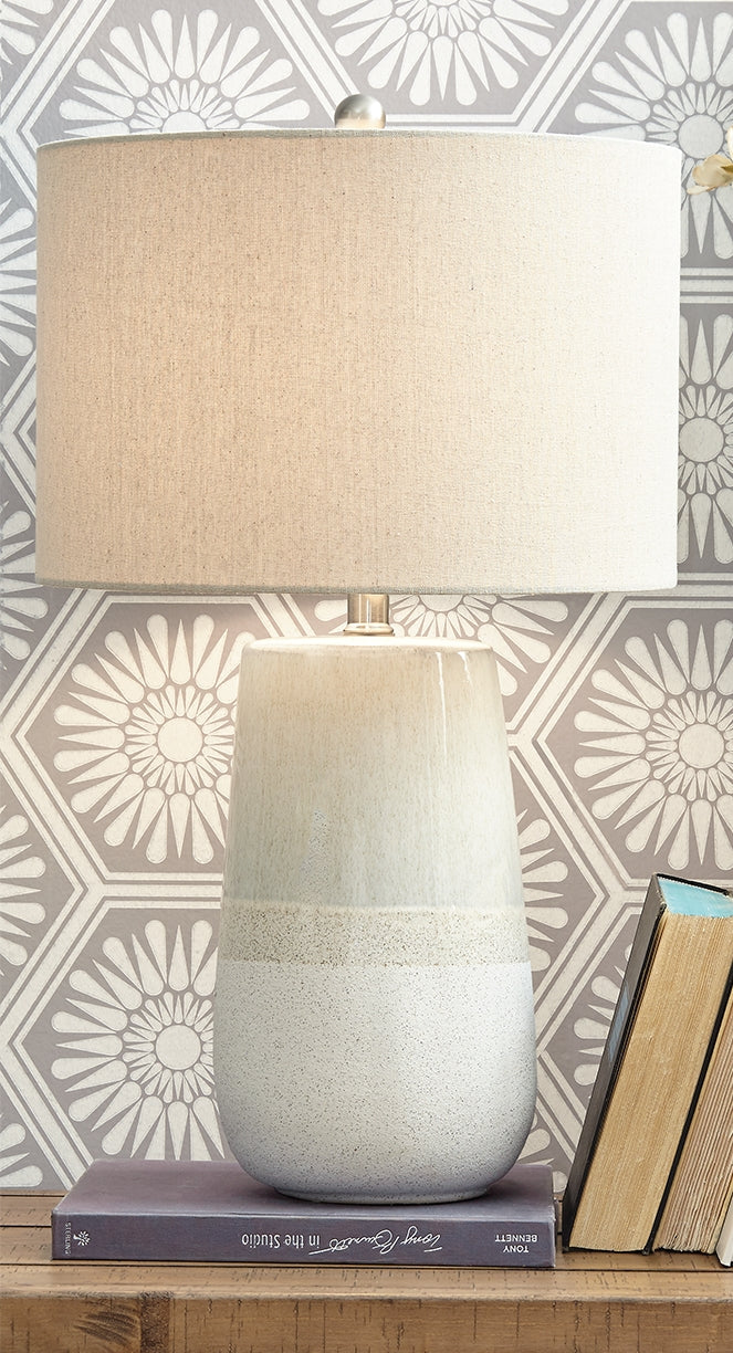 Leasing Furniture - Ashley Furniture - Shavon Lighting - Table Lamp (Set of 2) / Beige/White - L100724X2