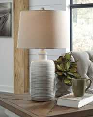 Leasing Furniture - Ashley Furniture - Marnina Lighting - Ceramic Table Lamp (Set of 2) / Taupe - L121854