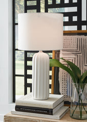 Leasing Furniture - Ashley Furniture - Clarkland Lighting - Ceramic Table Lamp (Set of 2) / White - L177974