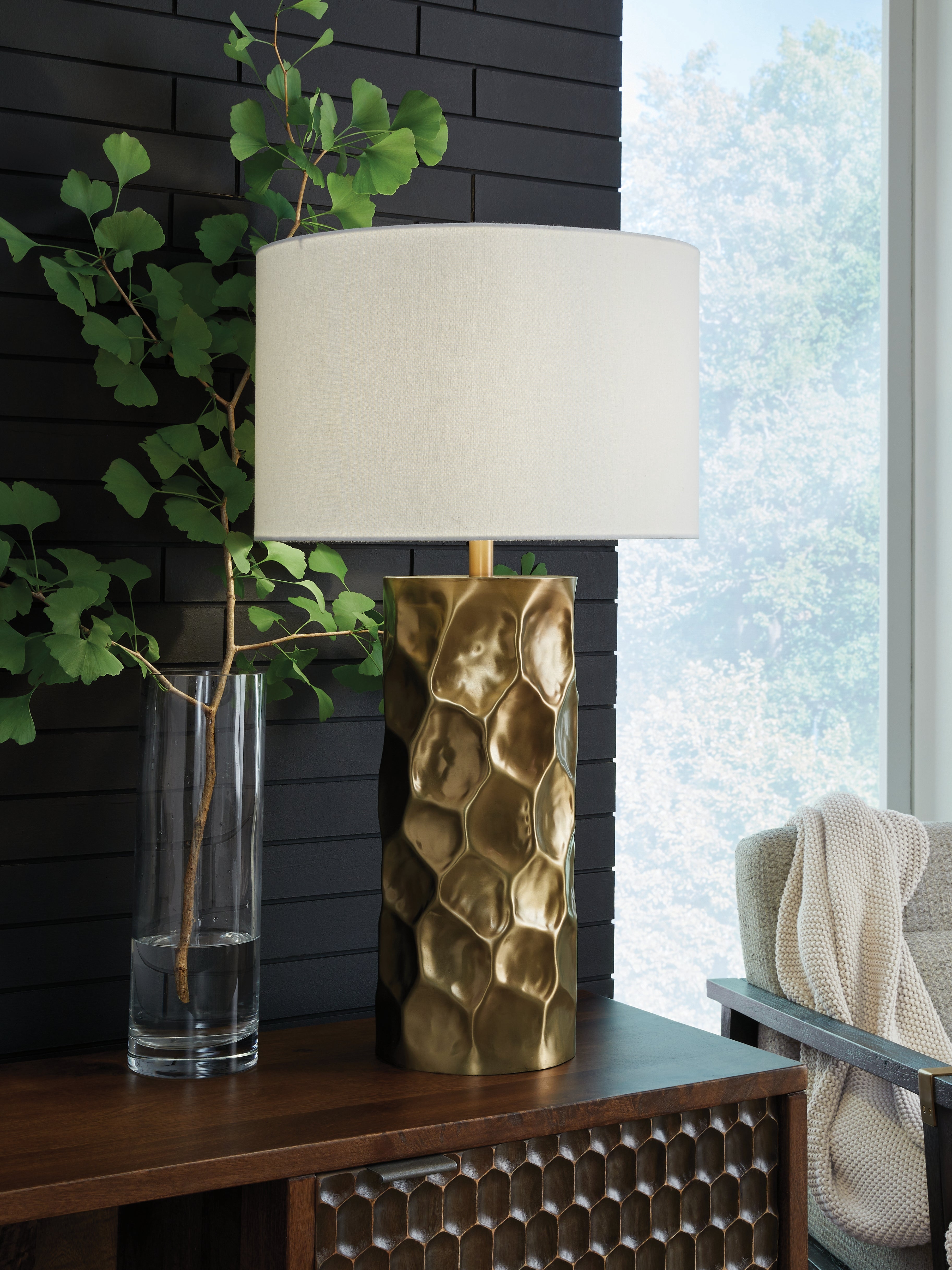 Leasing Furniture - Ashley Furniture - Marshawn Lighting - Metal Table Lamp (1/CN) / Gold Finish - L207524