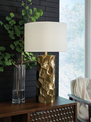 Leasing Furniture - Ashley Furniture - Marshawn Lighting - Metal Table Lamp (1/CN) / Gold Finish - L207524