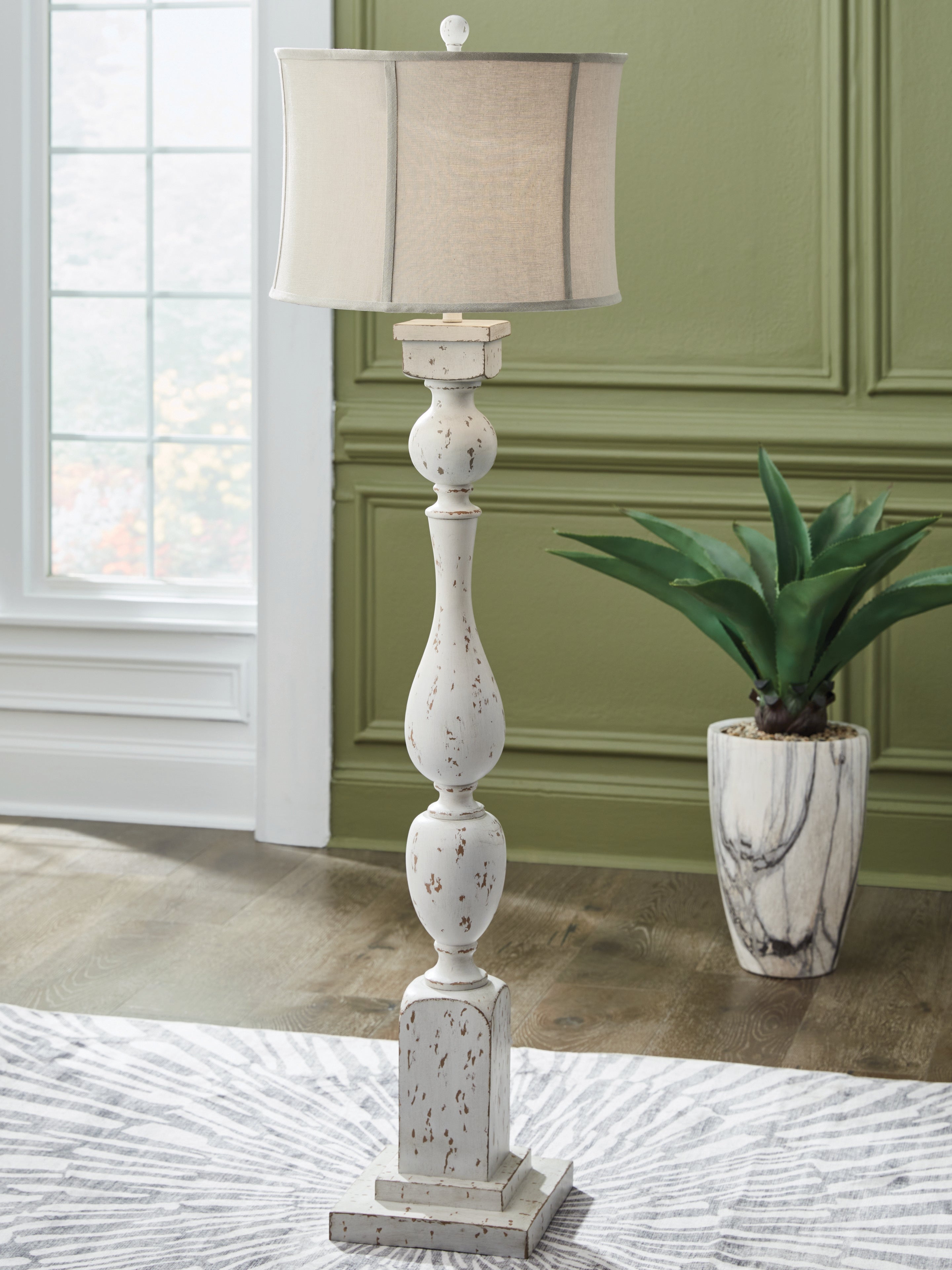 Leasing Furniture - Ashley Furniture - Madsbrook Lighting - Poly Floor Lamp (1/CN) / Antique White - L235921