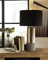 Leasing Furniture - Ashley Furniture - Jacek Lighting - Metal Table Lamp (Set of 2) / Gray/Brass Finish - L243164