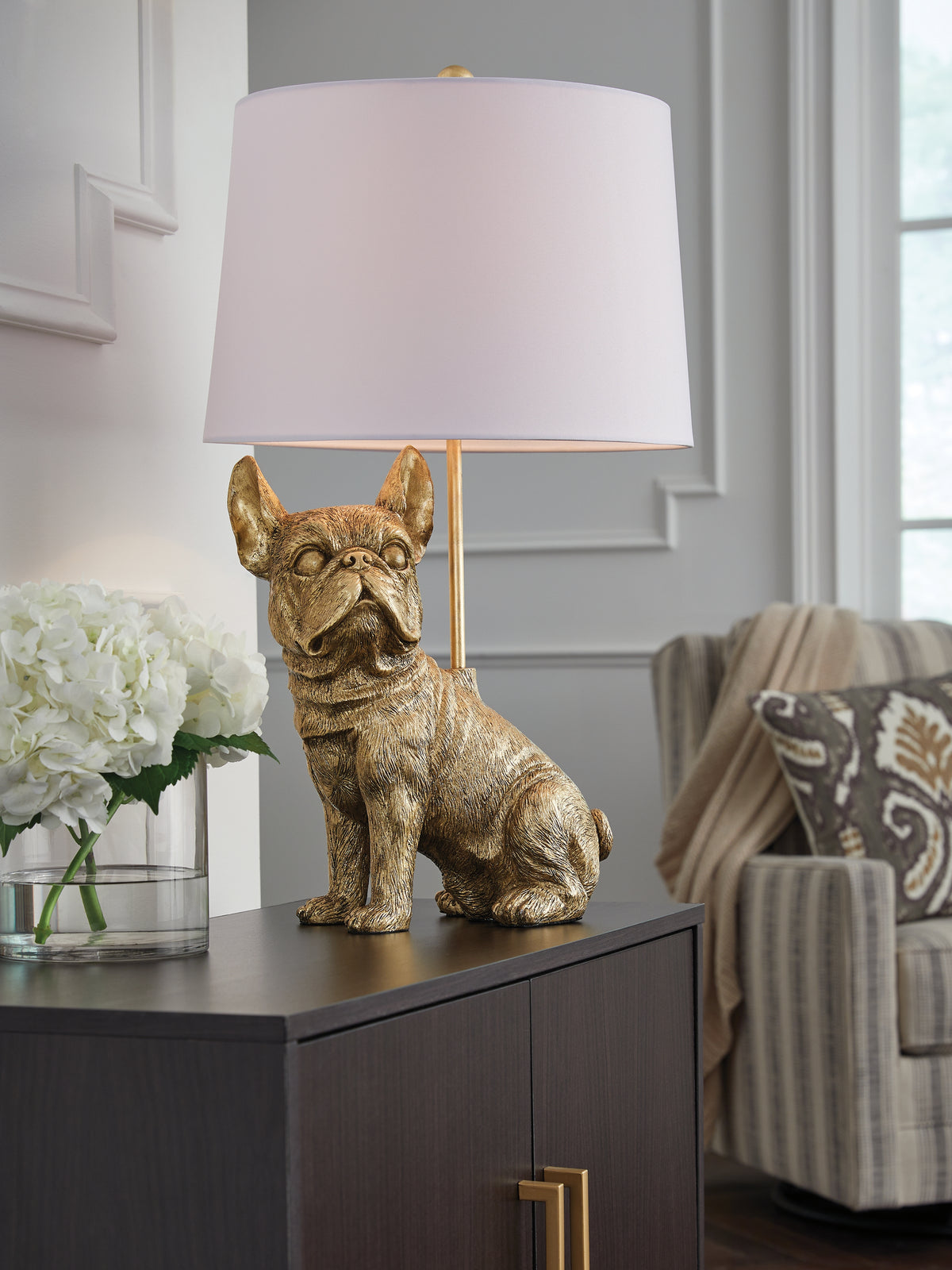 Leasing Furniture - Ashley Furniture - Wadeland Lighting - Poly Table Lamp (1/CN) / Gold Finish - L317054