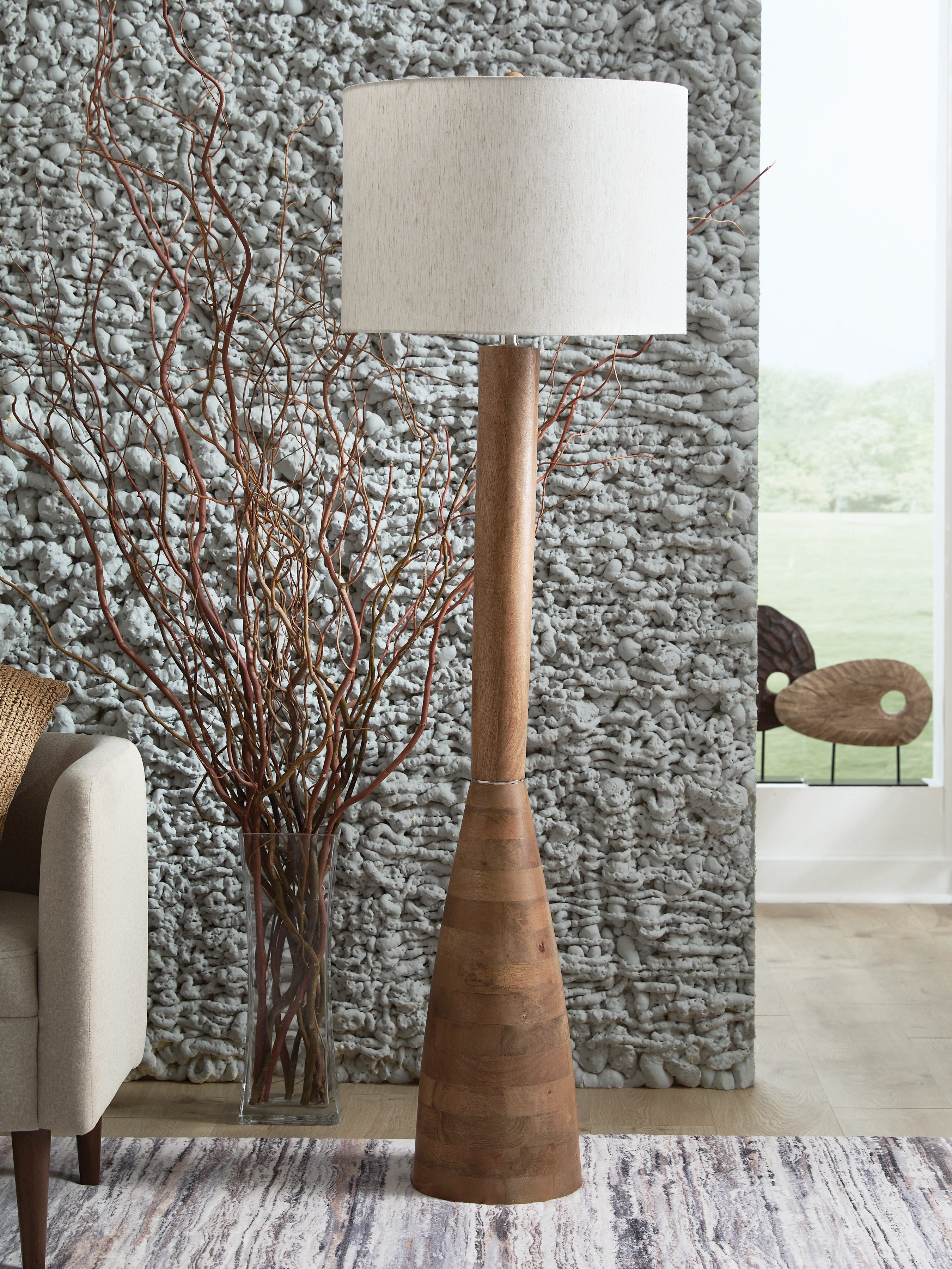 Leasing Furniture - Ashley Furniture - Ailsa Lighting - Wood Floor Lamp (1/CN) / Natural Brown - L329111