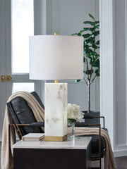 Leasing Furniture - Ashley Furniture - Linderfield Lighting - Alabaster Table Lamp (1/CN) / White/Gold Finish - L429094