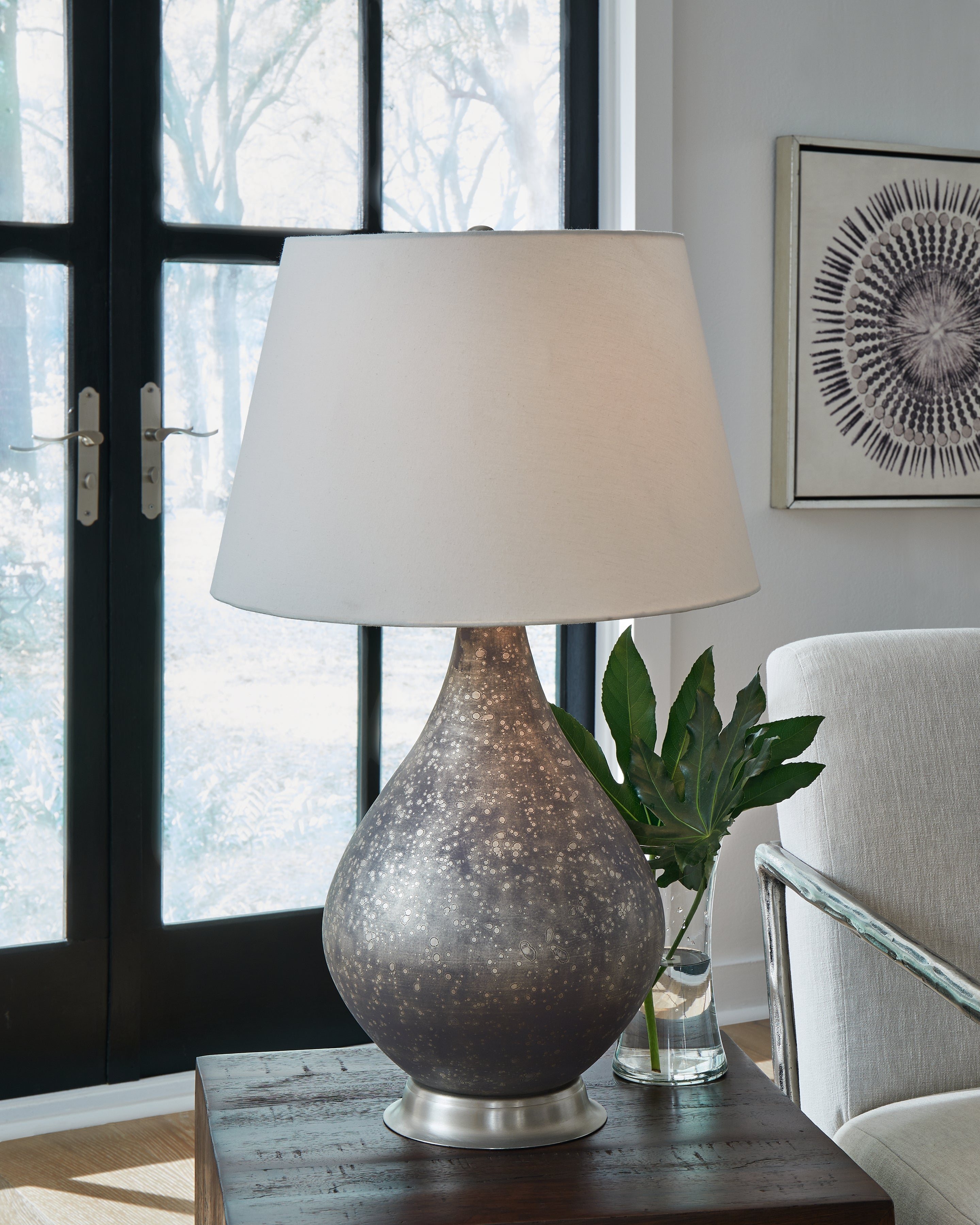 Leasing Furniture - Ashley Furniture - Bluacy Lighting - Glass Table Lamp (1/CN) / Antique Gray - L430834