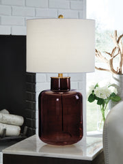 Leasing Furniture - Ashley Furniture - Mette Lighting - Glass Table Lamp (1/CN) / Brown/Gold Finish - L430924