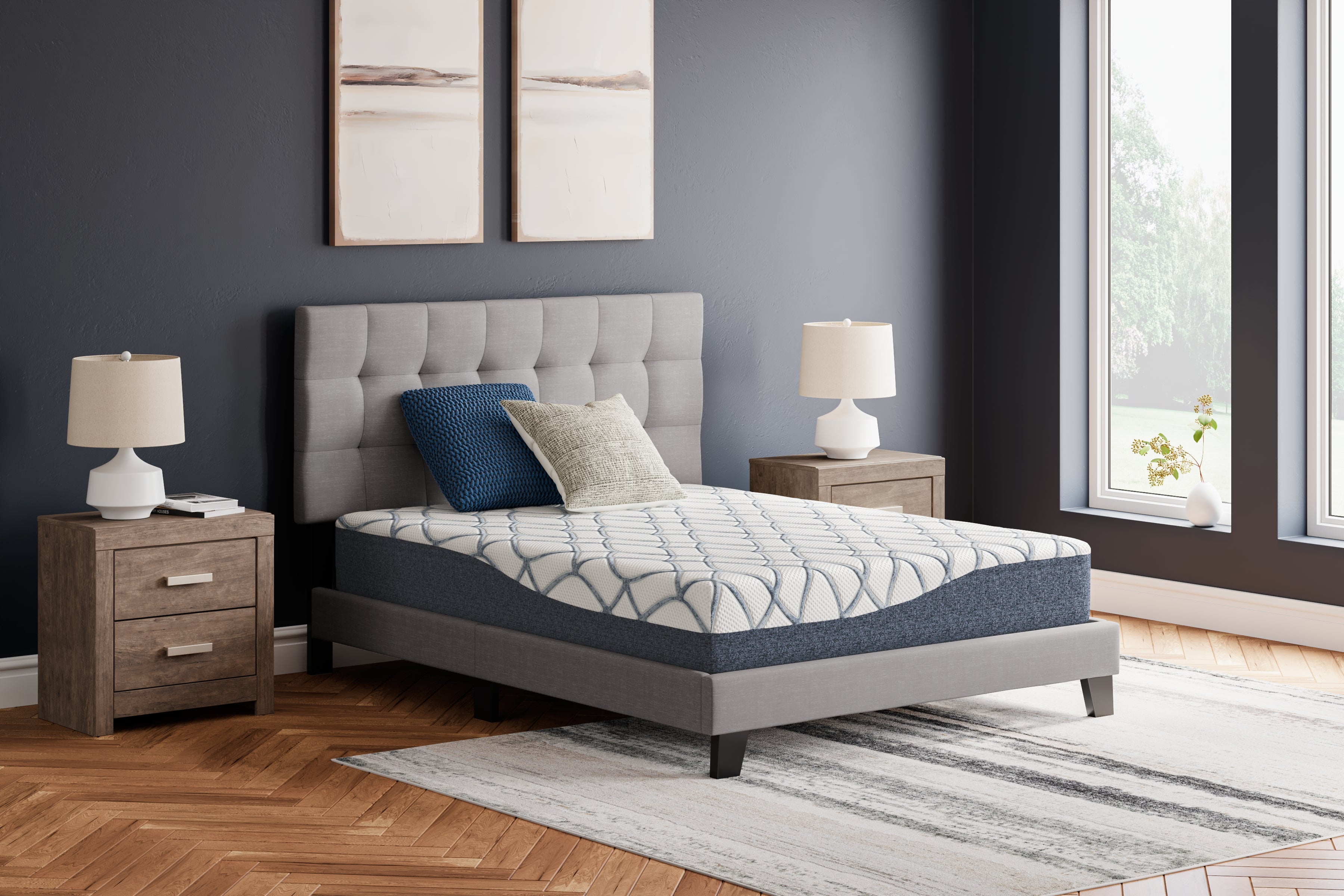 Leasing Furniture - Ashley Furniture - 10 Inch Chime Elite 2.0 Mattresses - King / White/Blue - M42541