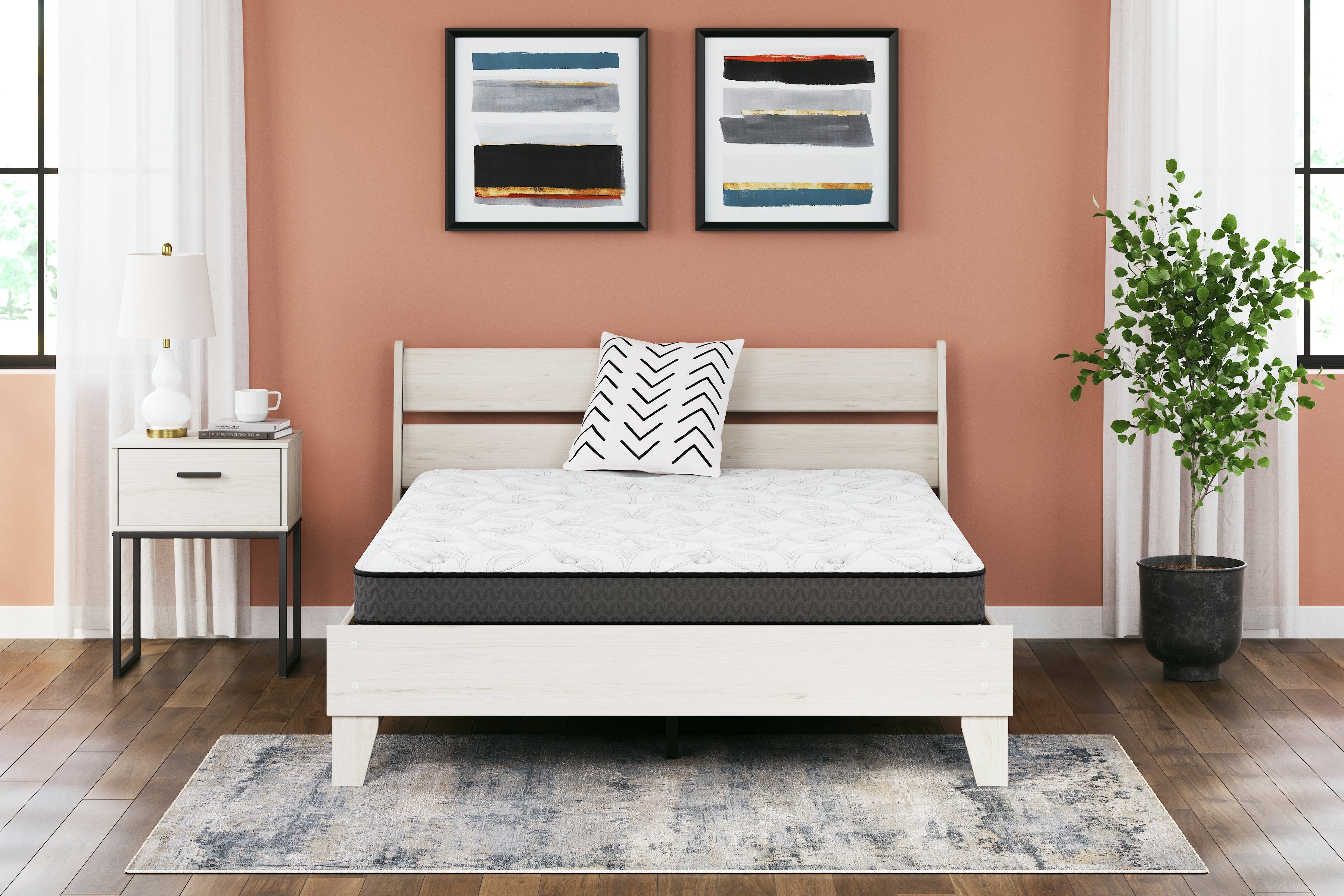 Leasing Furniture - Ashley Furniture - 8 Inch Bonnell Hybrid Mattresses - King / White - M58741