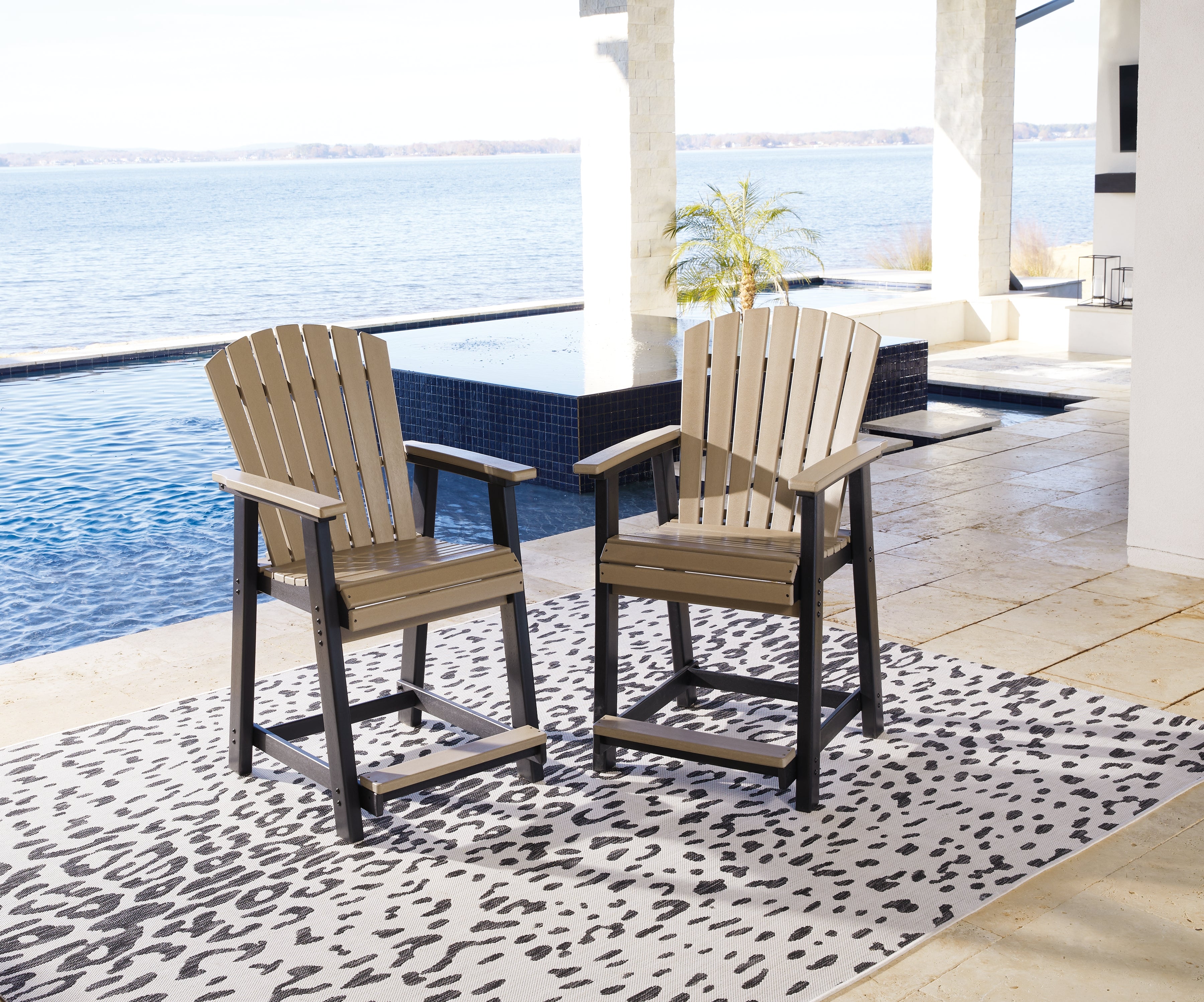 Leasing Furniture - Ashley Furniture - Fairen Trail Outdoor - Barstool (Set of 2) / Black/Driftwood - P211-124