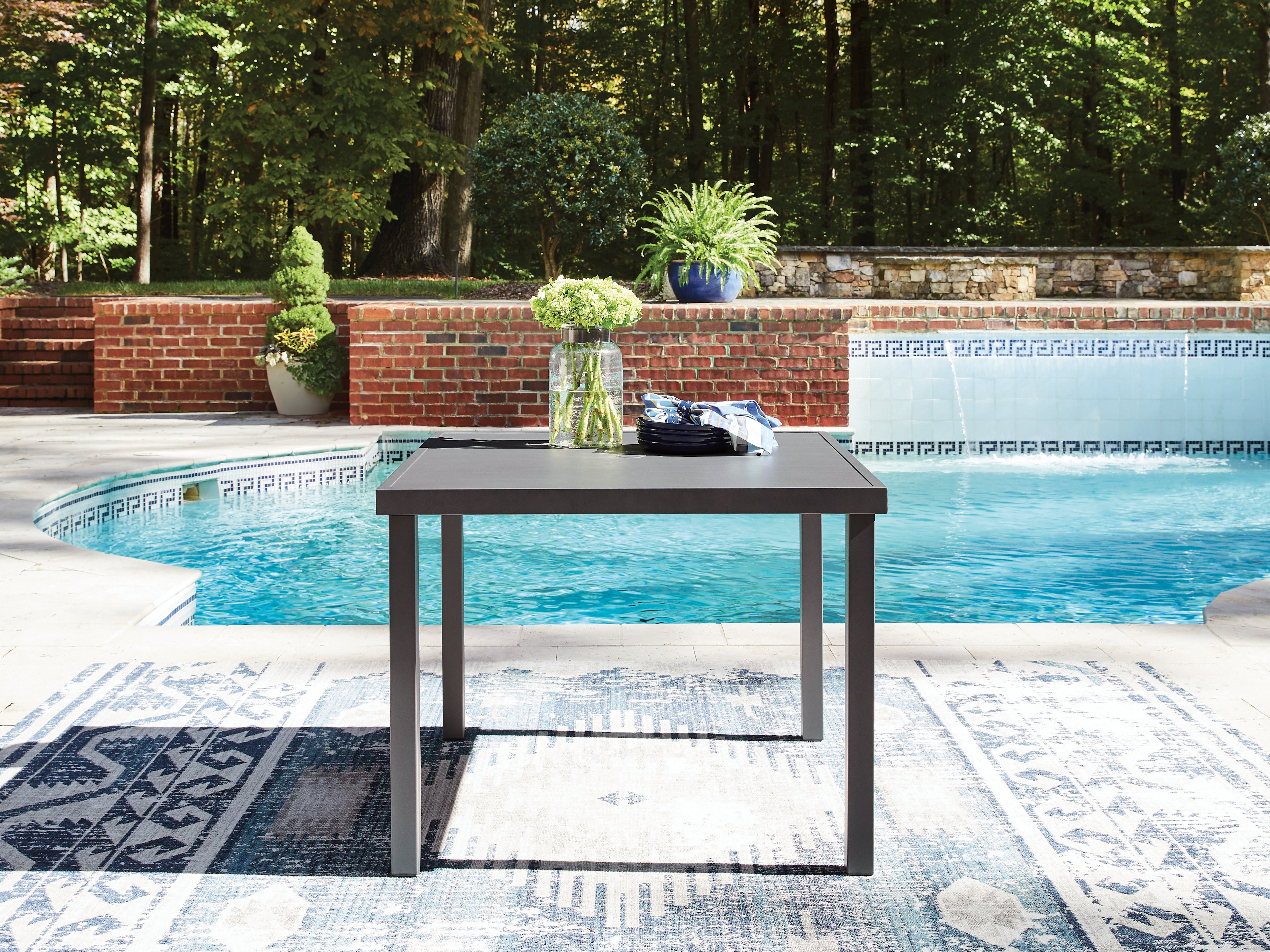 Leasing Furniture - Ashley Furniture - Rocky Creek Outdoor - Square Dining Table w/UMB OPT / Gray - PCP326-615